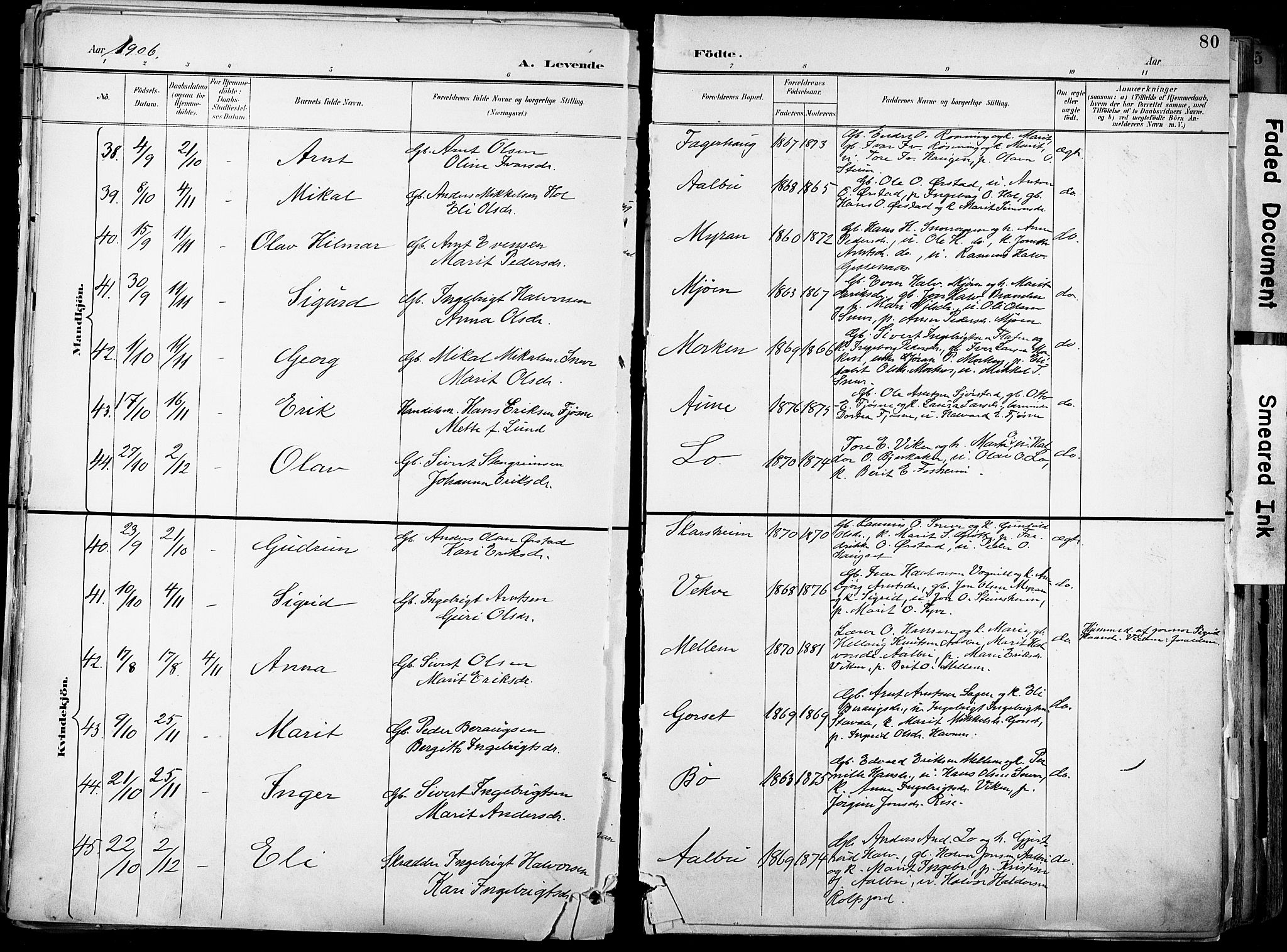 Ministerialprotokoller, klokkerbøker og fødselsregistre - Sør-Trøndelag, AV/SAT-A-1456/678/L0902: Parish register (official) no. 678A11, 1895-1911, p. 80