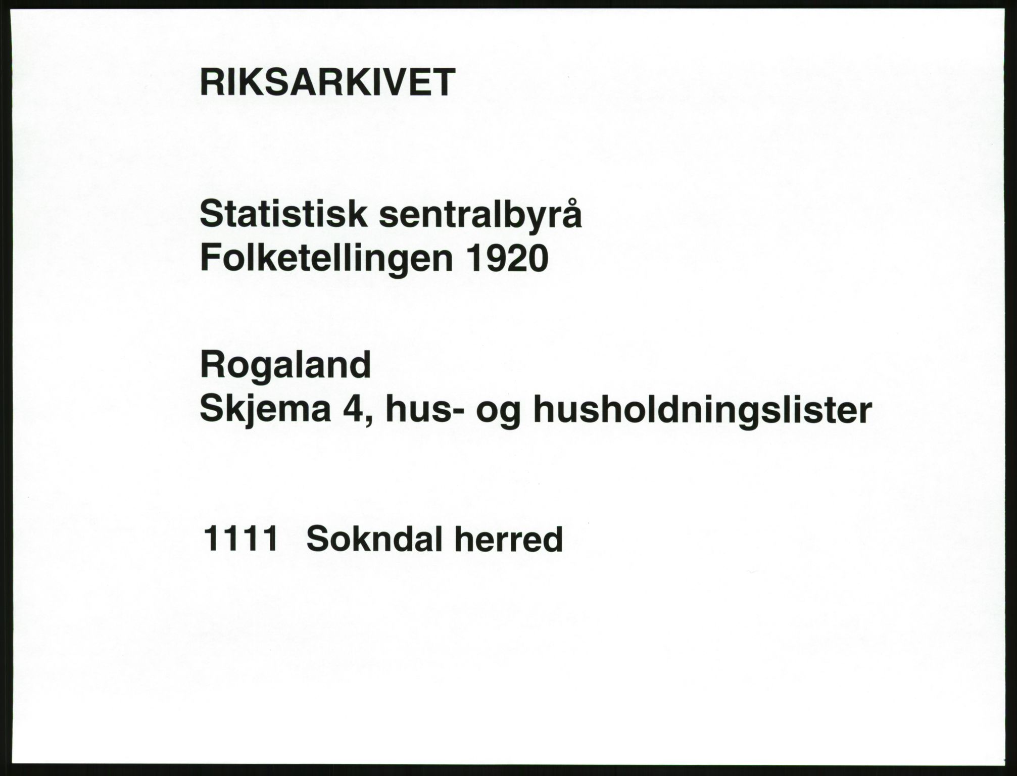 SAST, 1920 census for Sokndal, 1920, p. 51