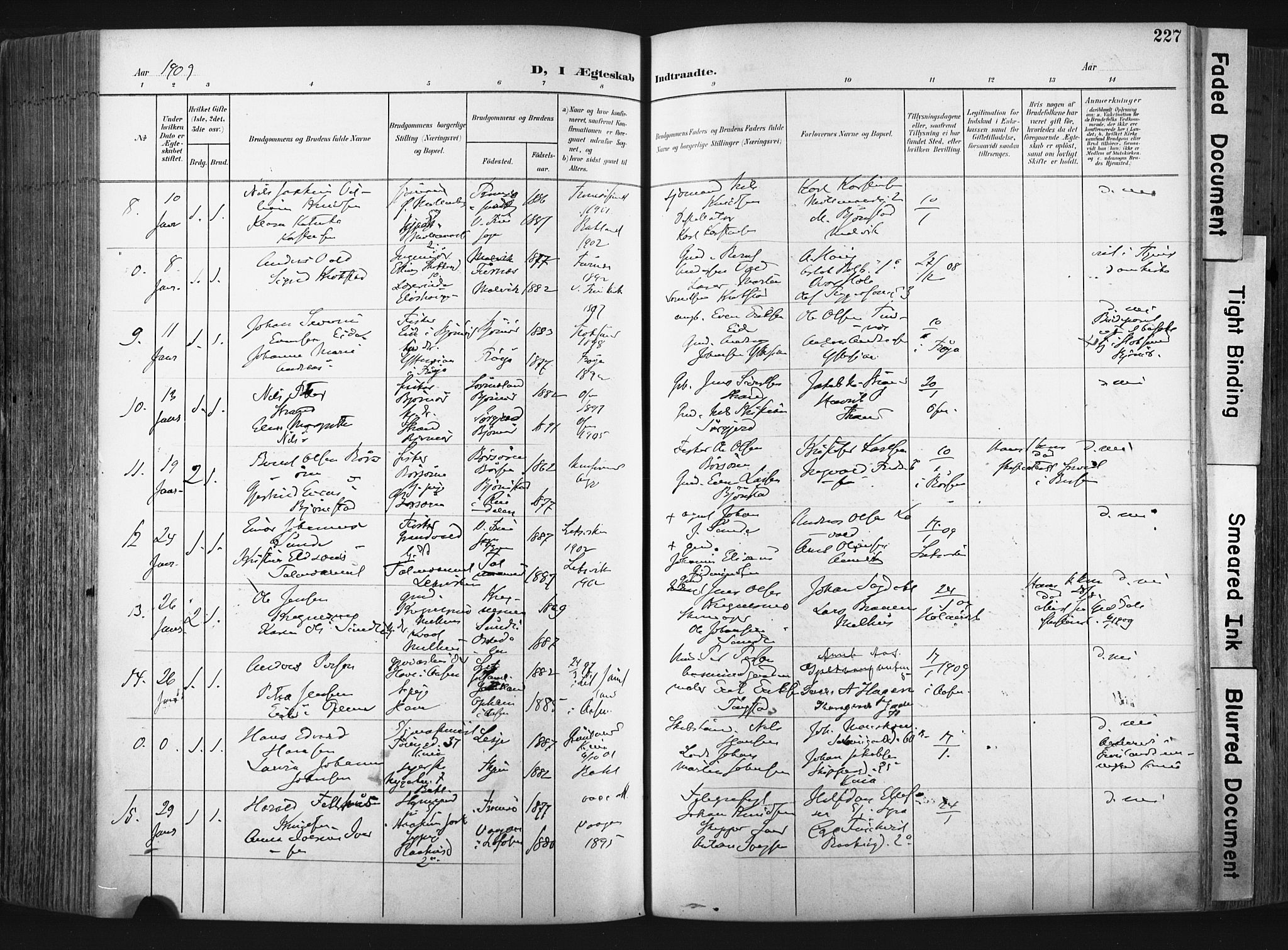 Ministerialprotokoller, klokkerbøker og fødselsregistre - Sør-Trøndelag, AV/SAT-A-1456/604/L0201: Parish register (official) no. 604A21, 1901-1911, p. 227