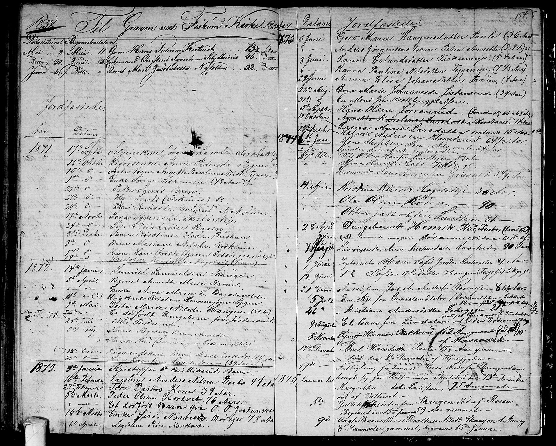 Fiskum kirkebøker, AV/SAKO-A-15/G/Ga/L0003: Parish register (copy) no. 3, 1851-1878, p. 154