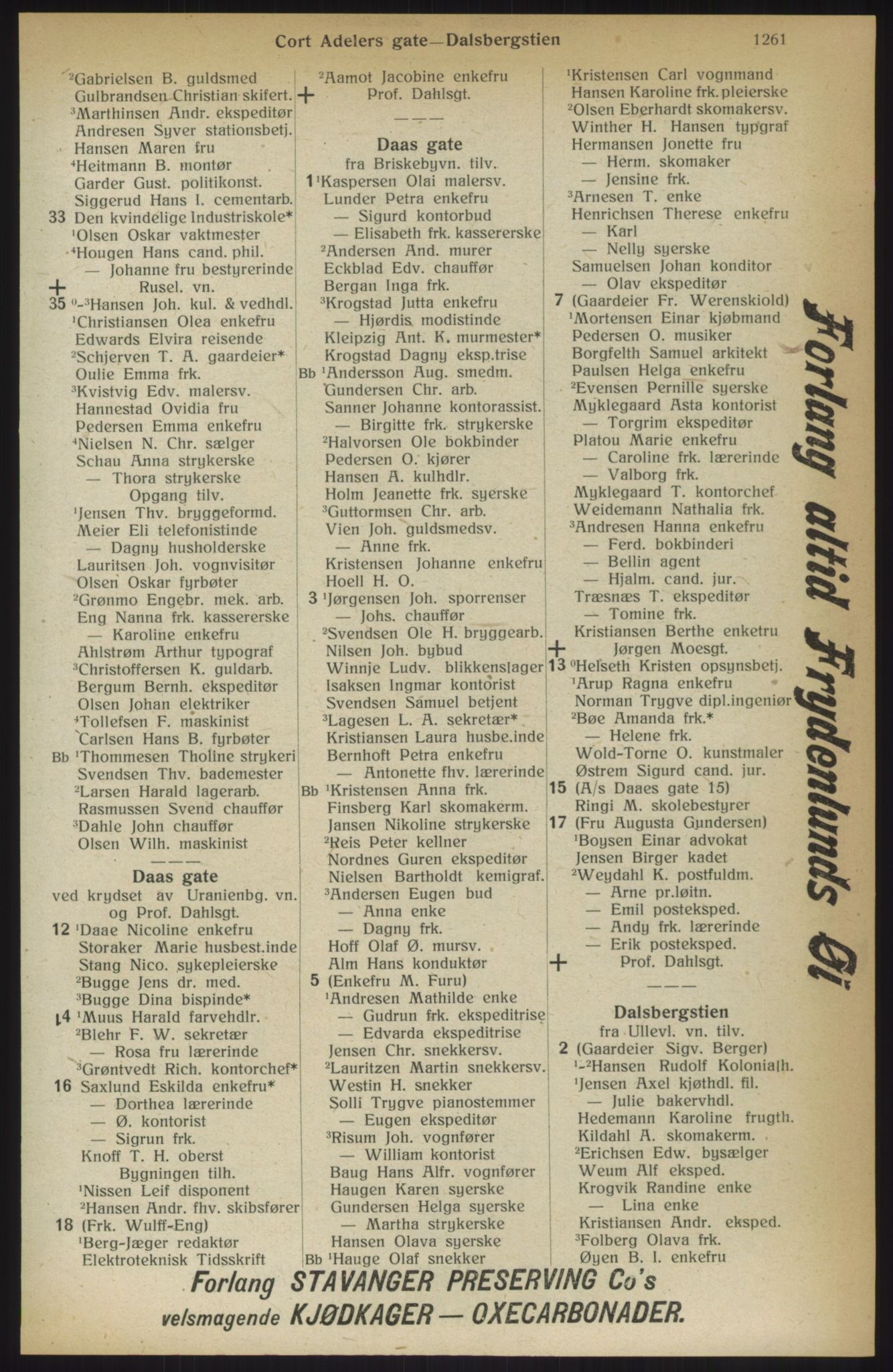 Kristiania/Oslo adressebok, PUBL/-, 1914, p. 1261