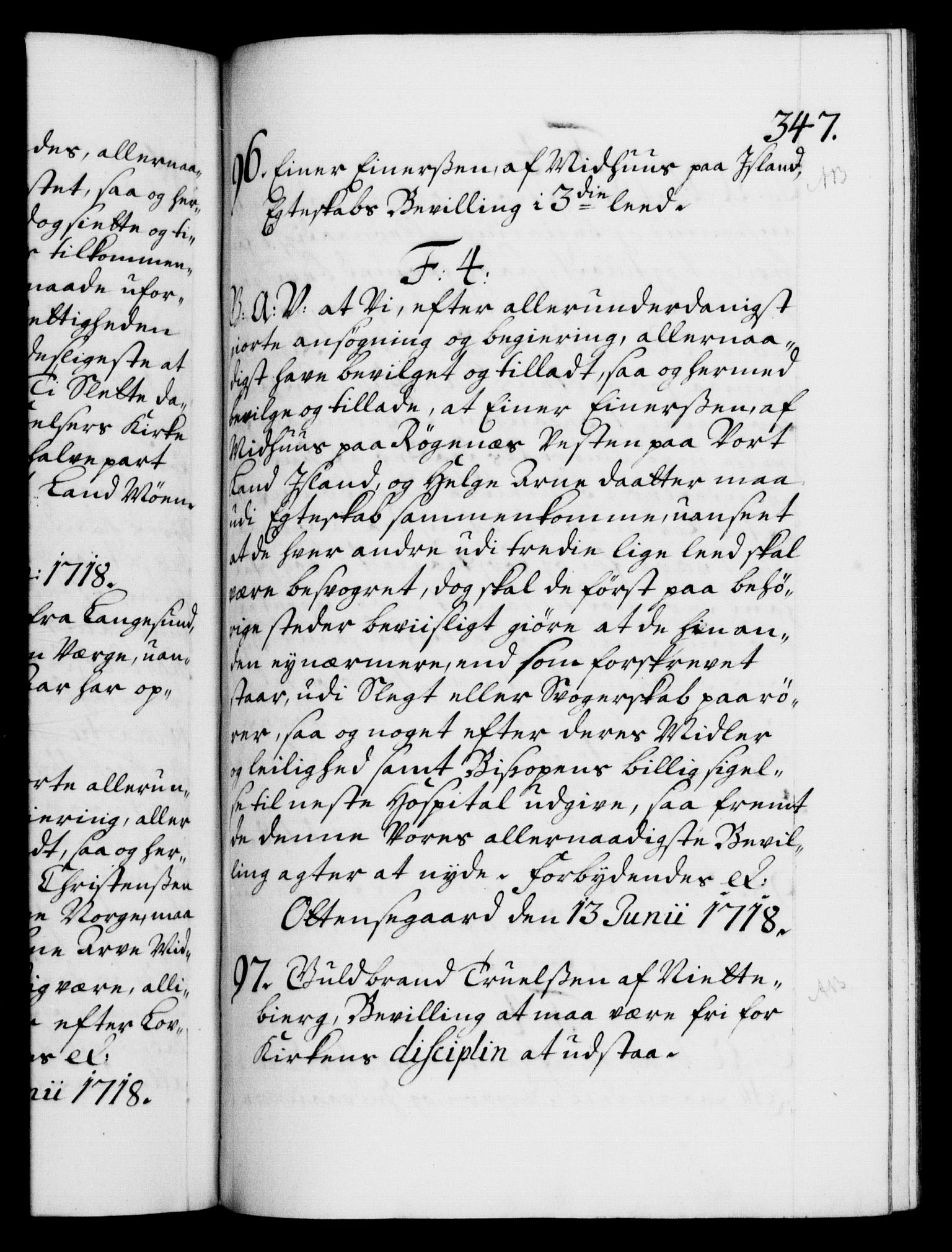 Danske Kanselli 1572-1799, AV/RA-EA-3023/F/Fc/Fca/Fcaa/L0022: Norske registre, 1716-1719, p. 347a