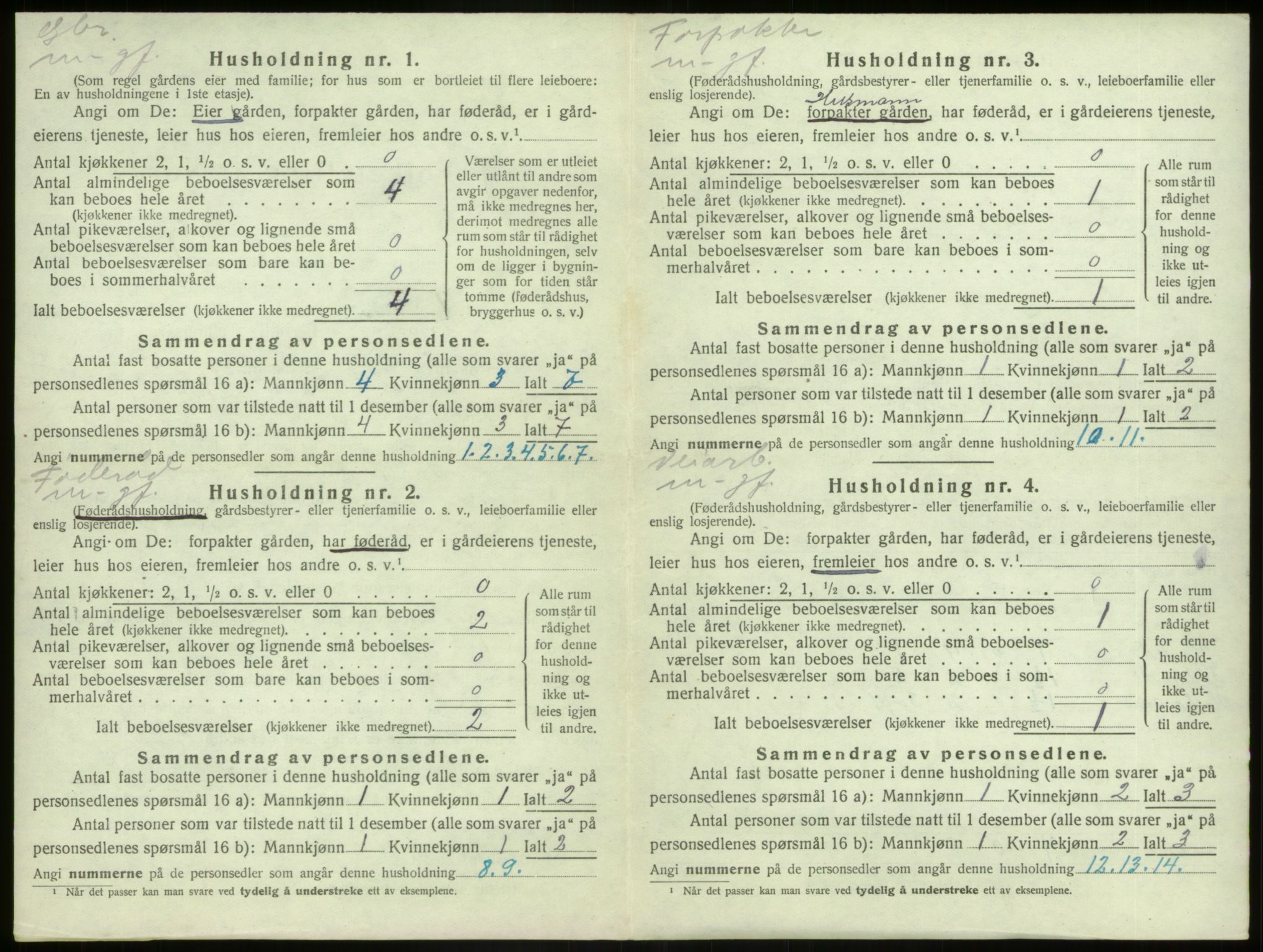 SAB, 1920 census for Kinn, 1920, p. 1071