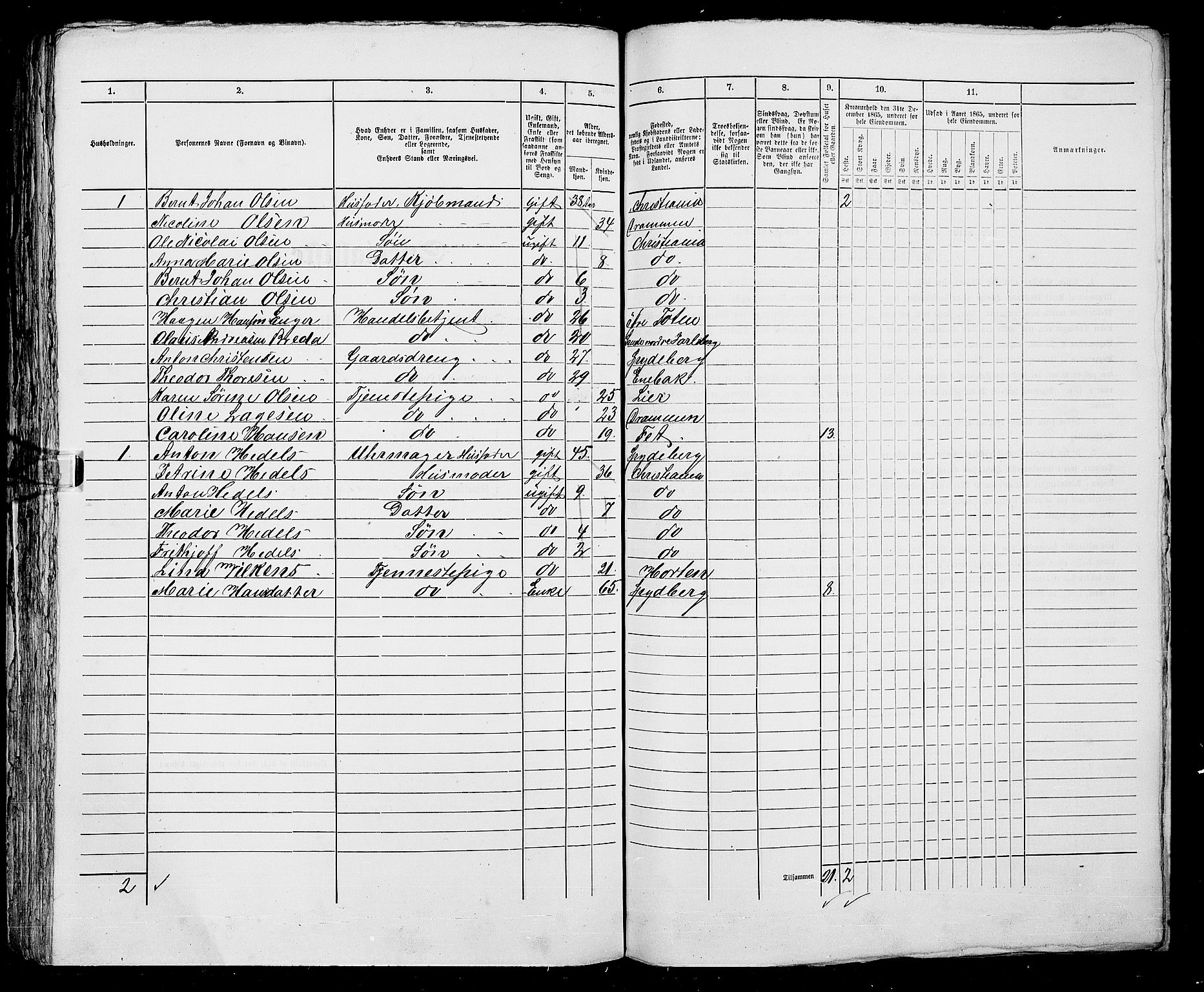 RA, 1865 census for Kristiania, 1865, p. 949