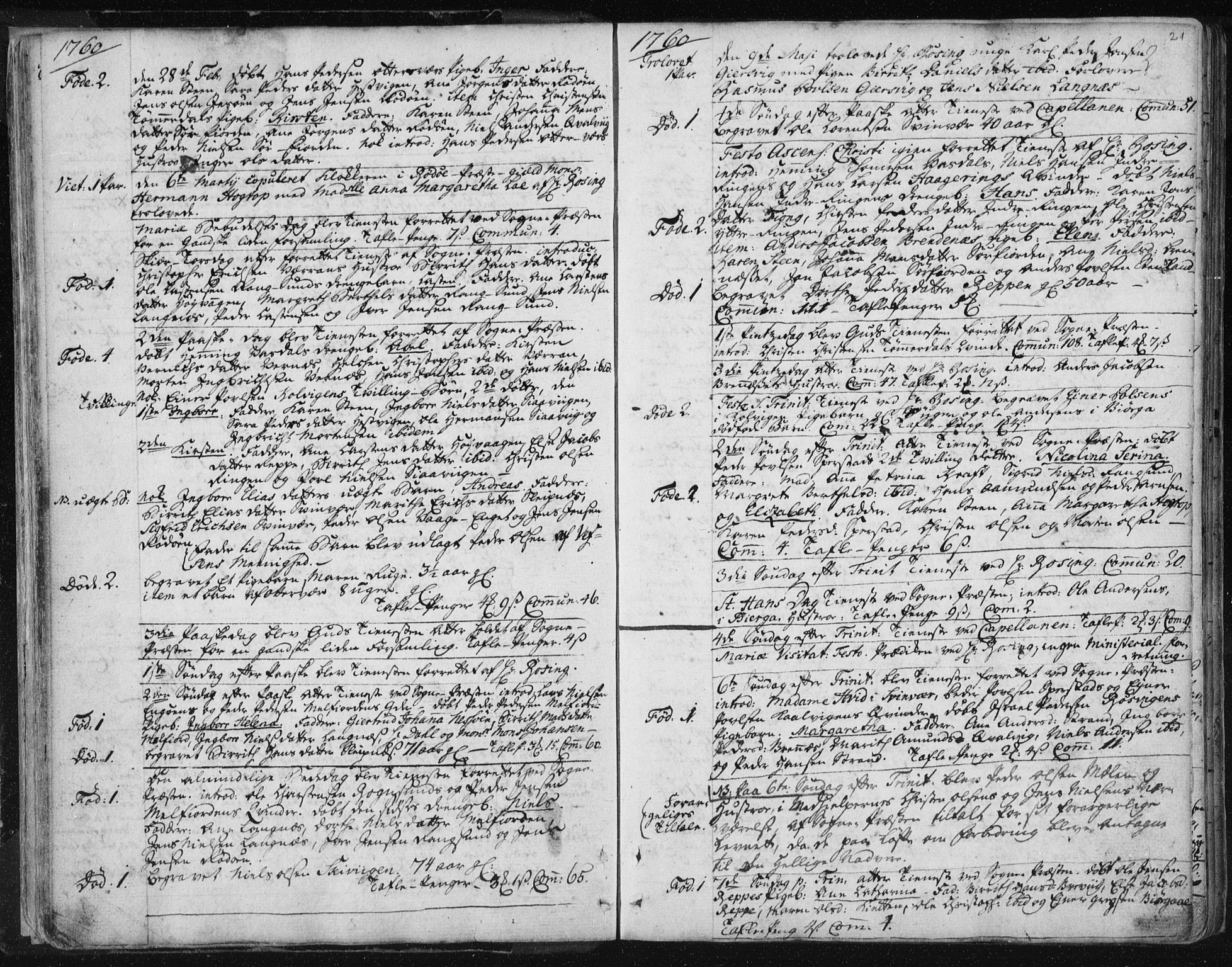 Ministerialprotokoller, klokkerbøker og fødselsregistre - Nordland, SAT/A-1459/841/L0587: Parish register (official) no. 841A02 /1, 1758-1776, p. 21