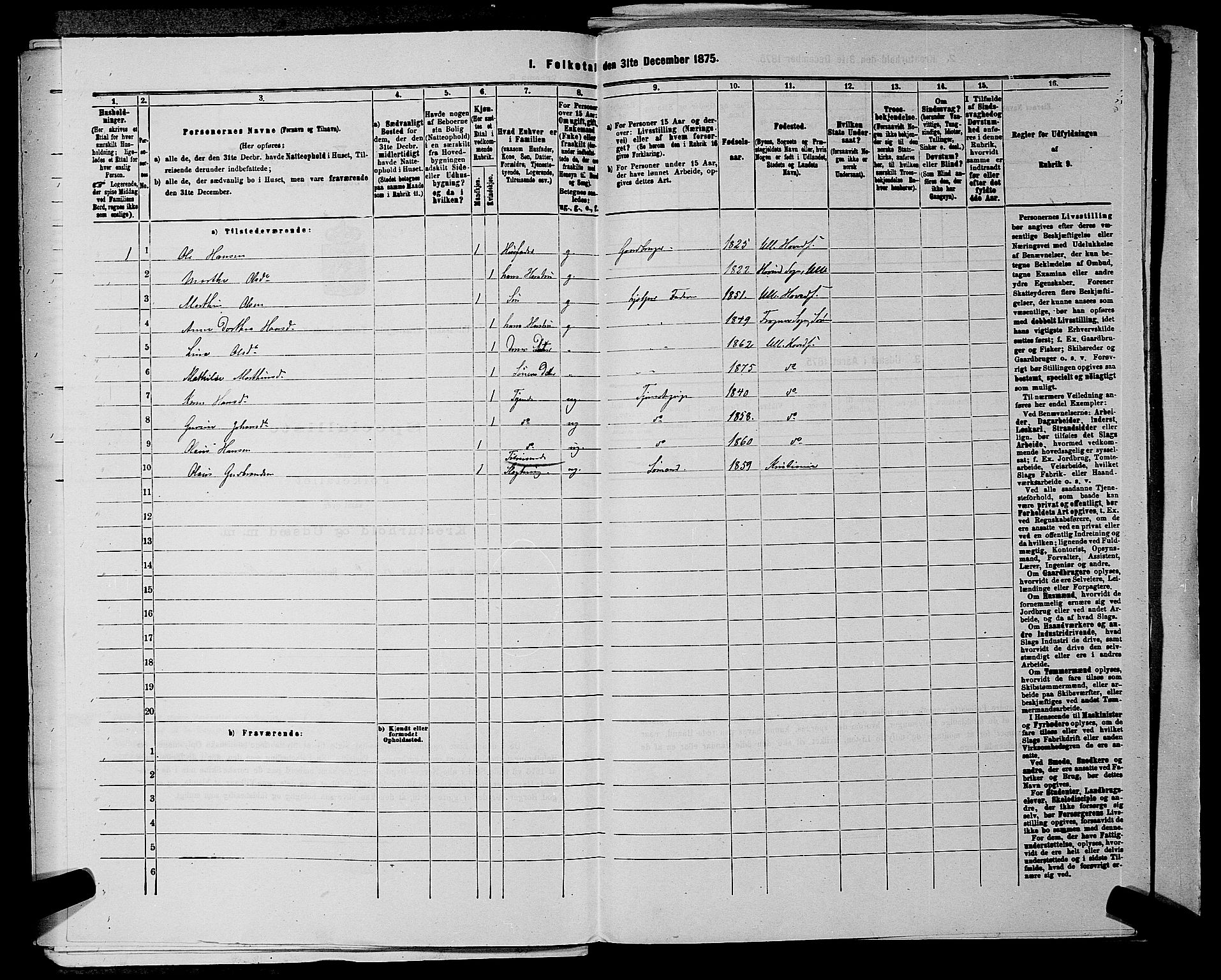 RA, 1875 census for 0235P Ullensaker, 1875, p. 445