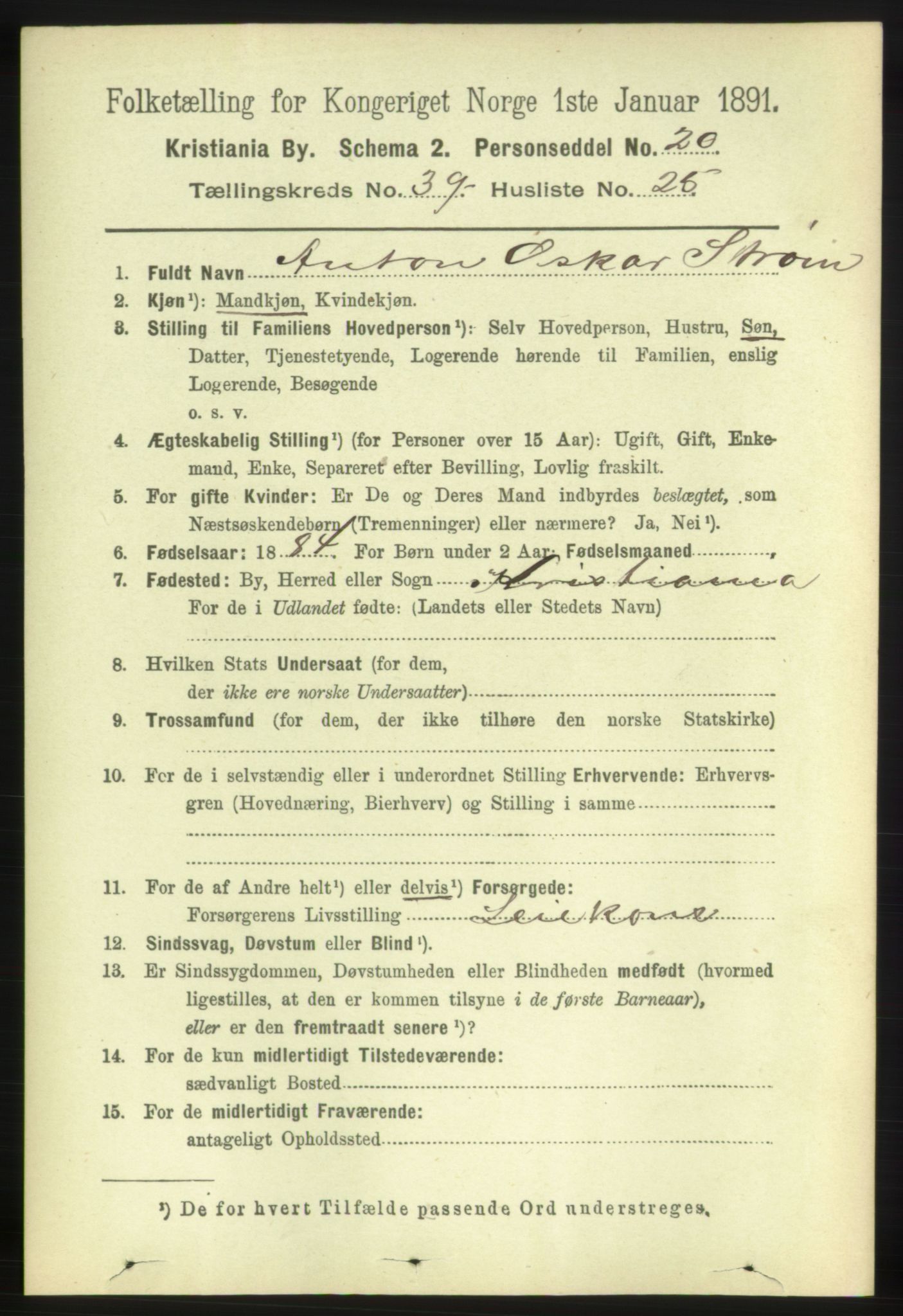 RA, 1891 census for 0301 Kristiania, 1891, p. 22478