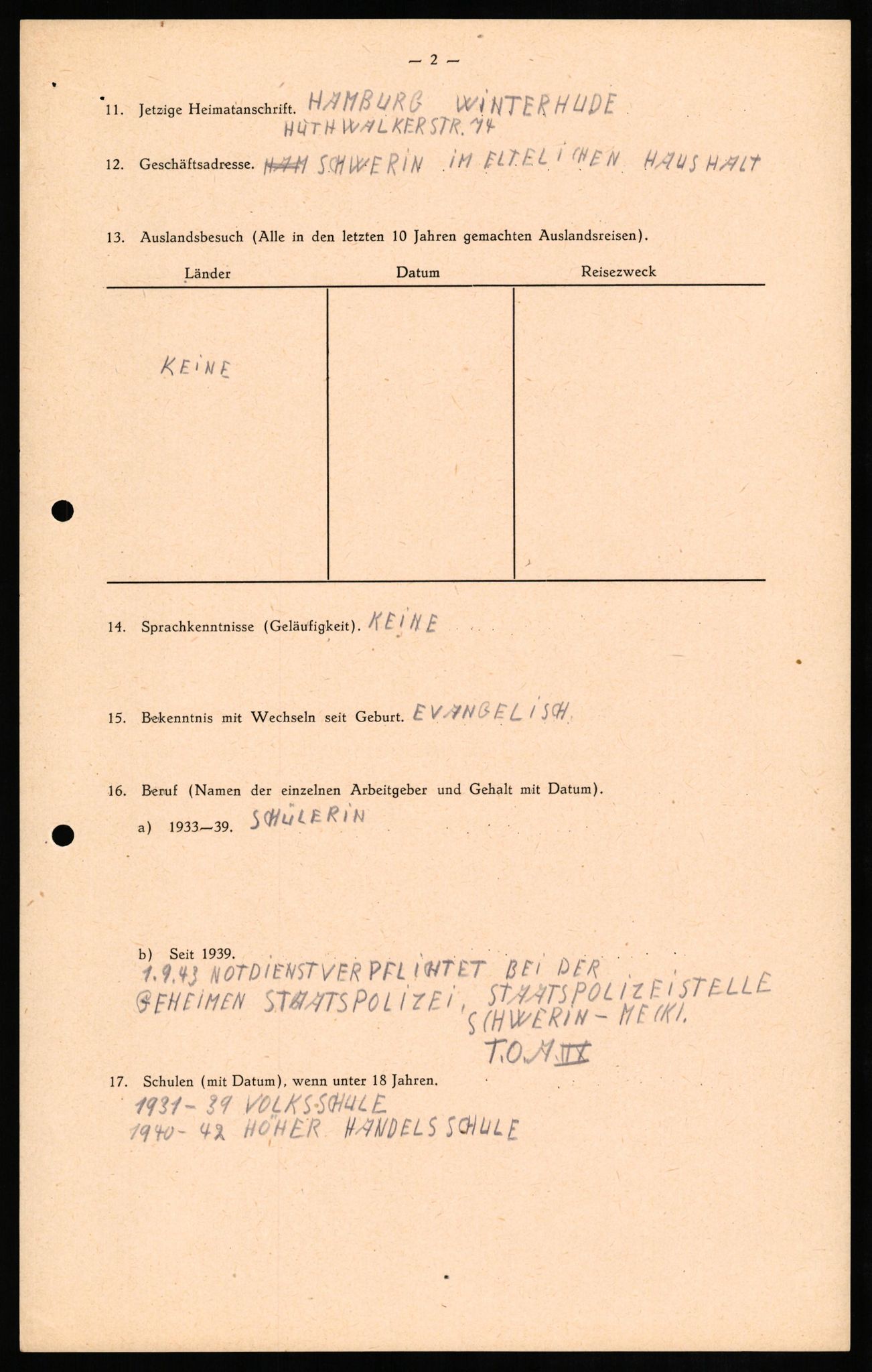 Forsvaret, Forsvarets overkommando II, AV/RA-RAFA-3915/D/Db/L0012: CI Questionaires. Tyske okkupasjonsstyrker i Norge. Tyskere., 1945-1946, p. 243