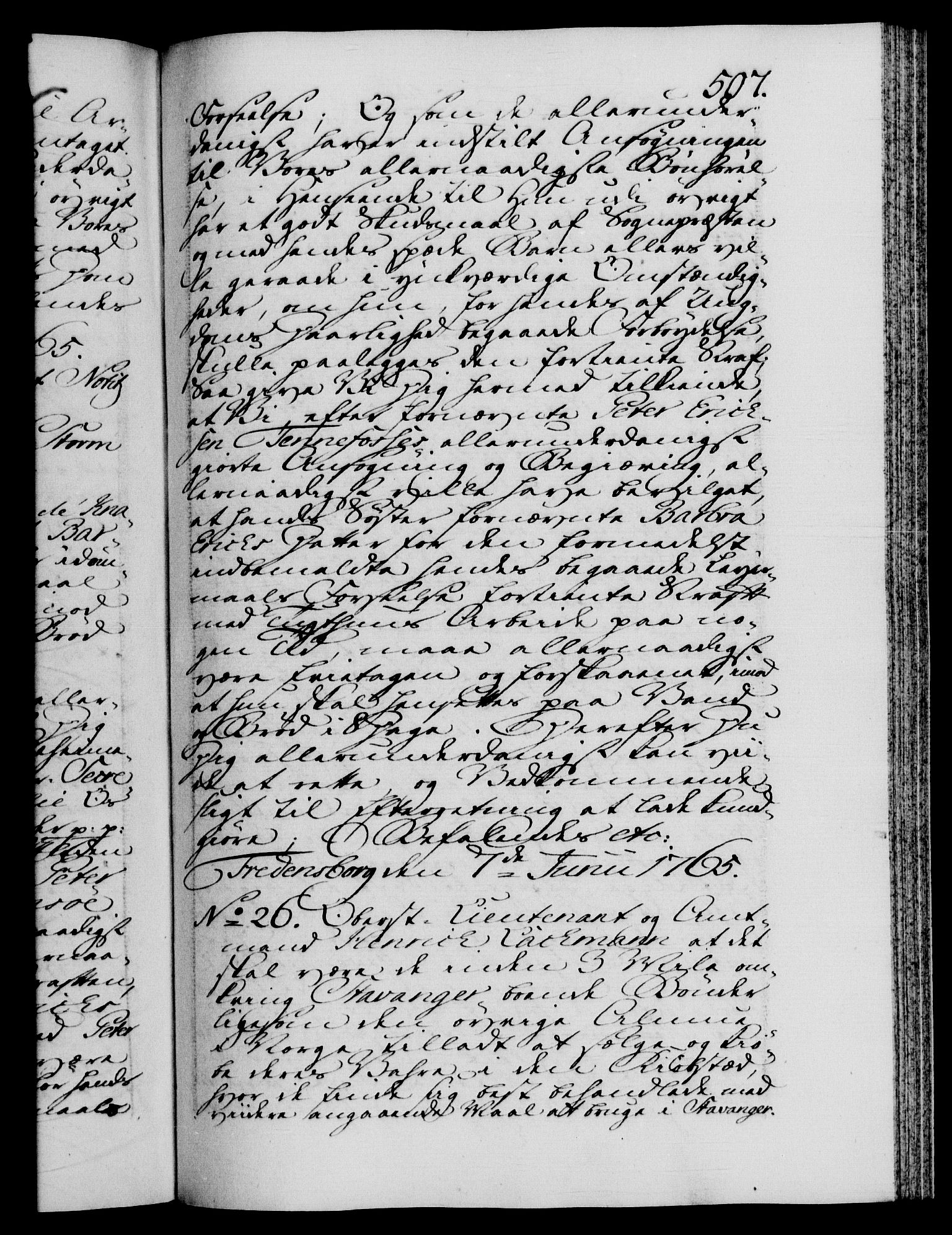 Danske Kanselli 1572-1799, AV/RA-EA-3023/F/Fc/Fca/Fcab/L0037: Norske tegnelser, 1762-1766, p. 507a