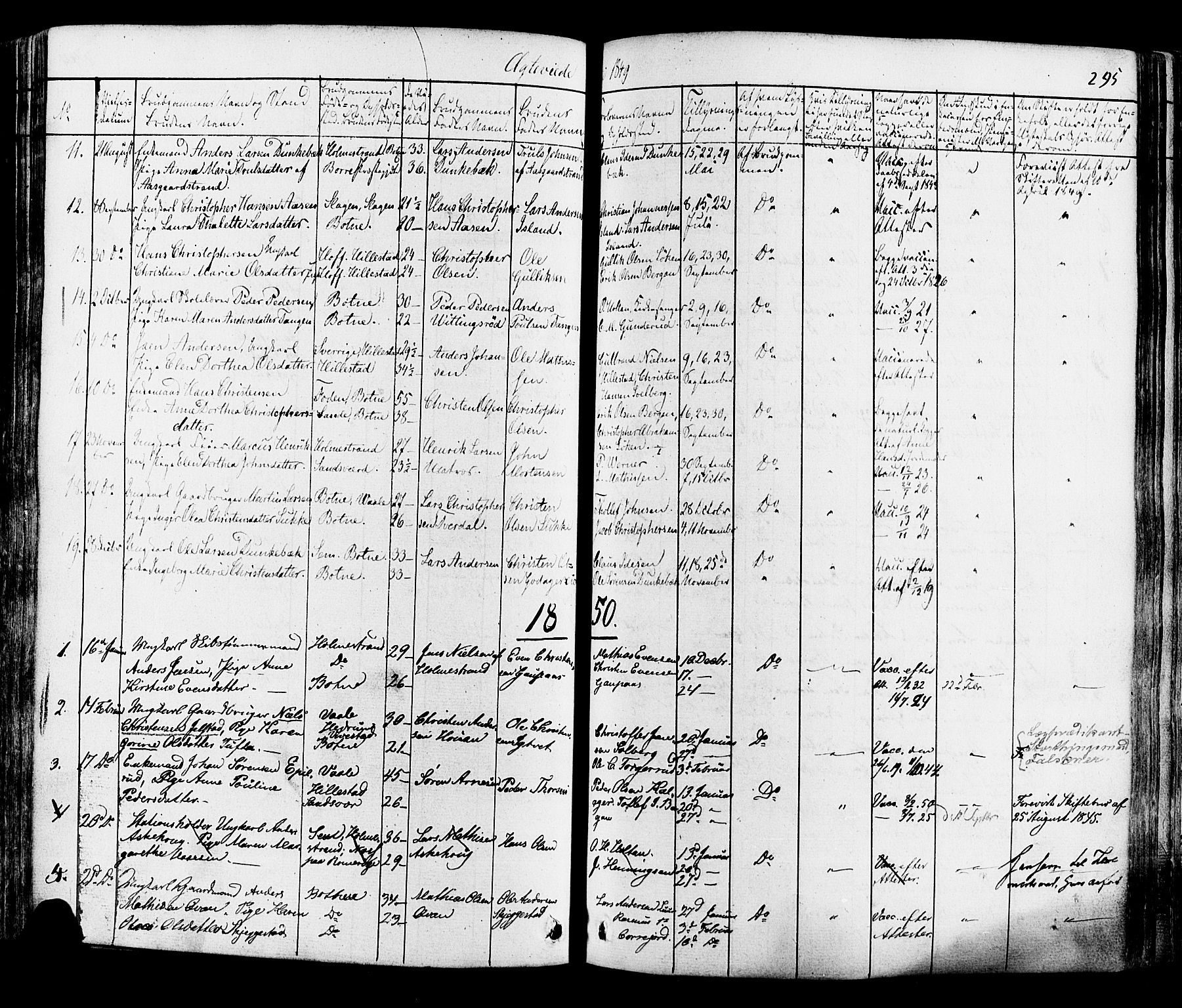 Botne kirkebøker, AV/SAKO-A-340/F/Fa/L0006: Parish register (official) no. I 6, 1836-1877, p. 295