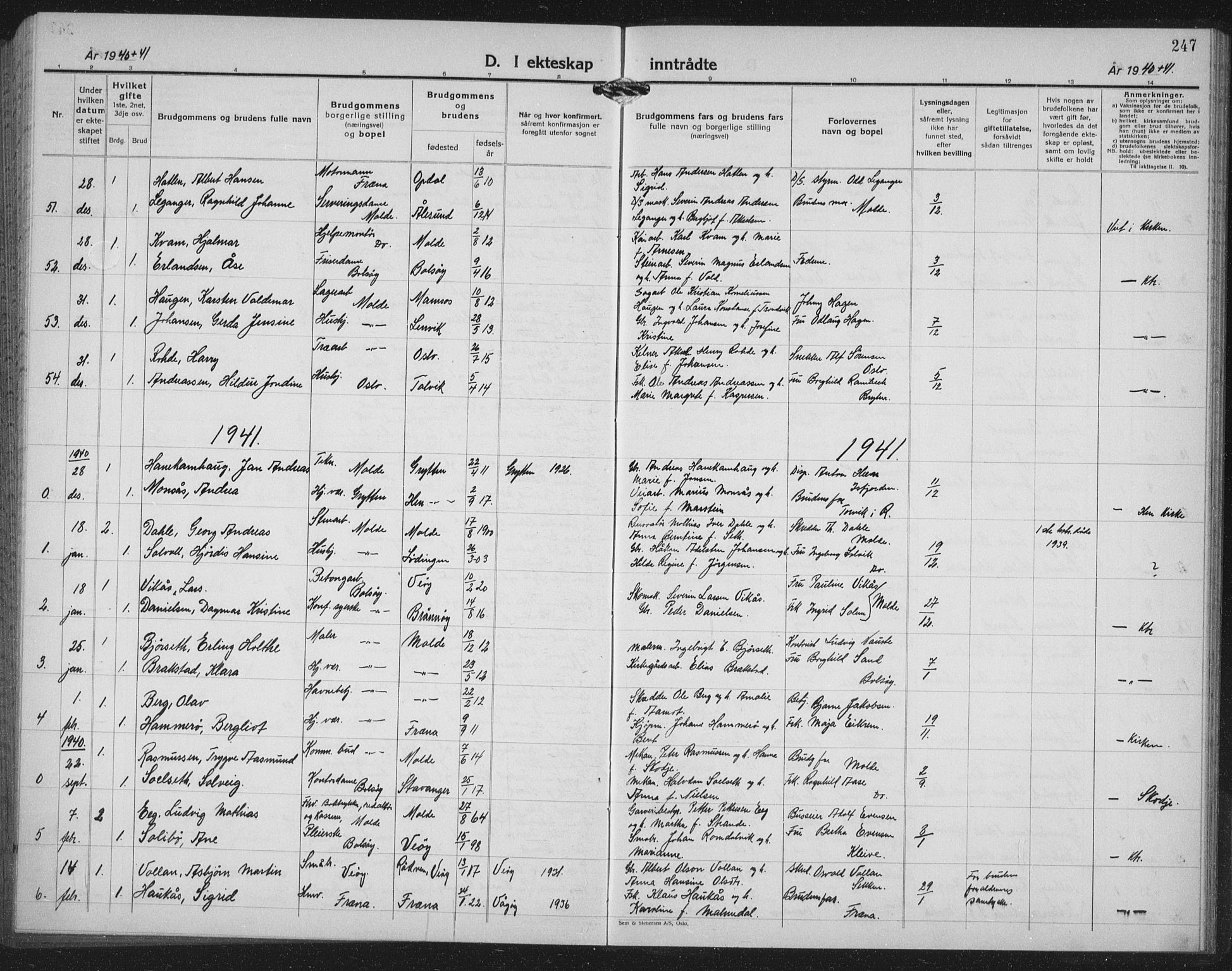 Ministerialprotokoller, klokkerbøker og fødselsregistre - Møre og Romsdal, AV/SAT-A-1454/558/L0704: Parish register (copy) no. 558C05, 1921-1942, p. 247