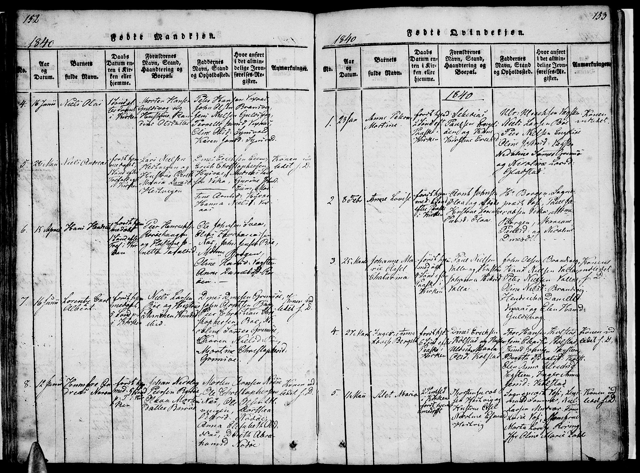 Ministerialprotokoller, klokkerbøker og fødselsregistre - Nordland, AV/SAT-A-1459/816/L0239: Parish register (official) no. 816A05, 1820-1845, p. 152-153