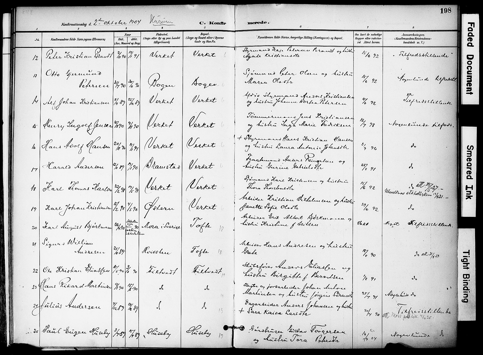 Hurum kirkebøker, SAKO/A-229/F/Fa/L0015: Parish register (official) no. 15, 1896-1908, p. 198
