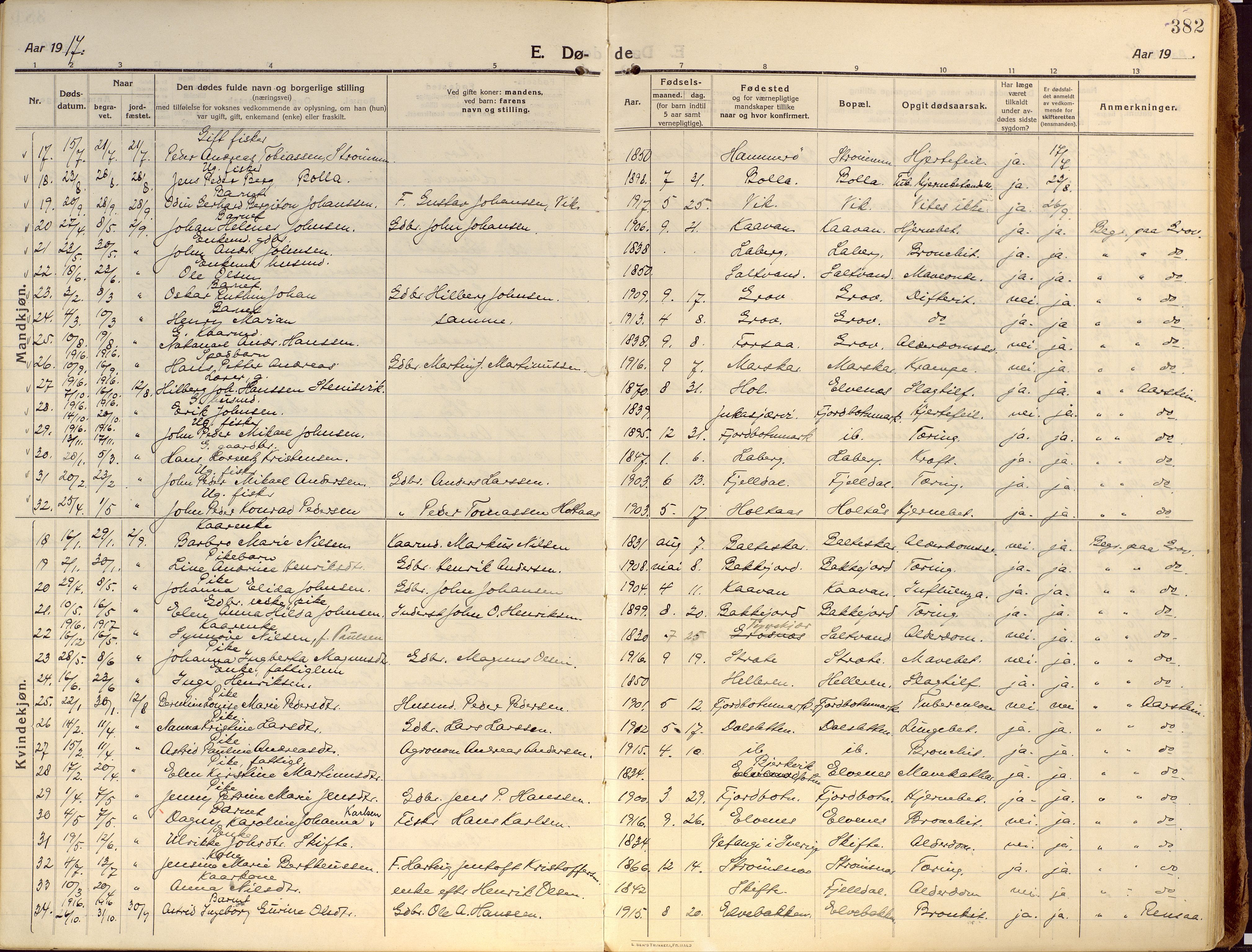 Ibestad sokneprestembete, SATØ/S-0077/H/Ha/Haa/L0018kirke: Parish register (official) no. 18, 1915-1929, p. 382
