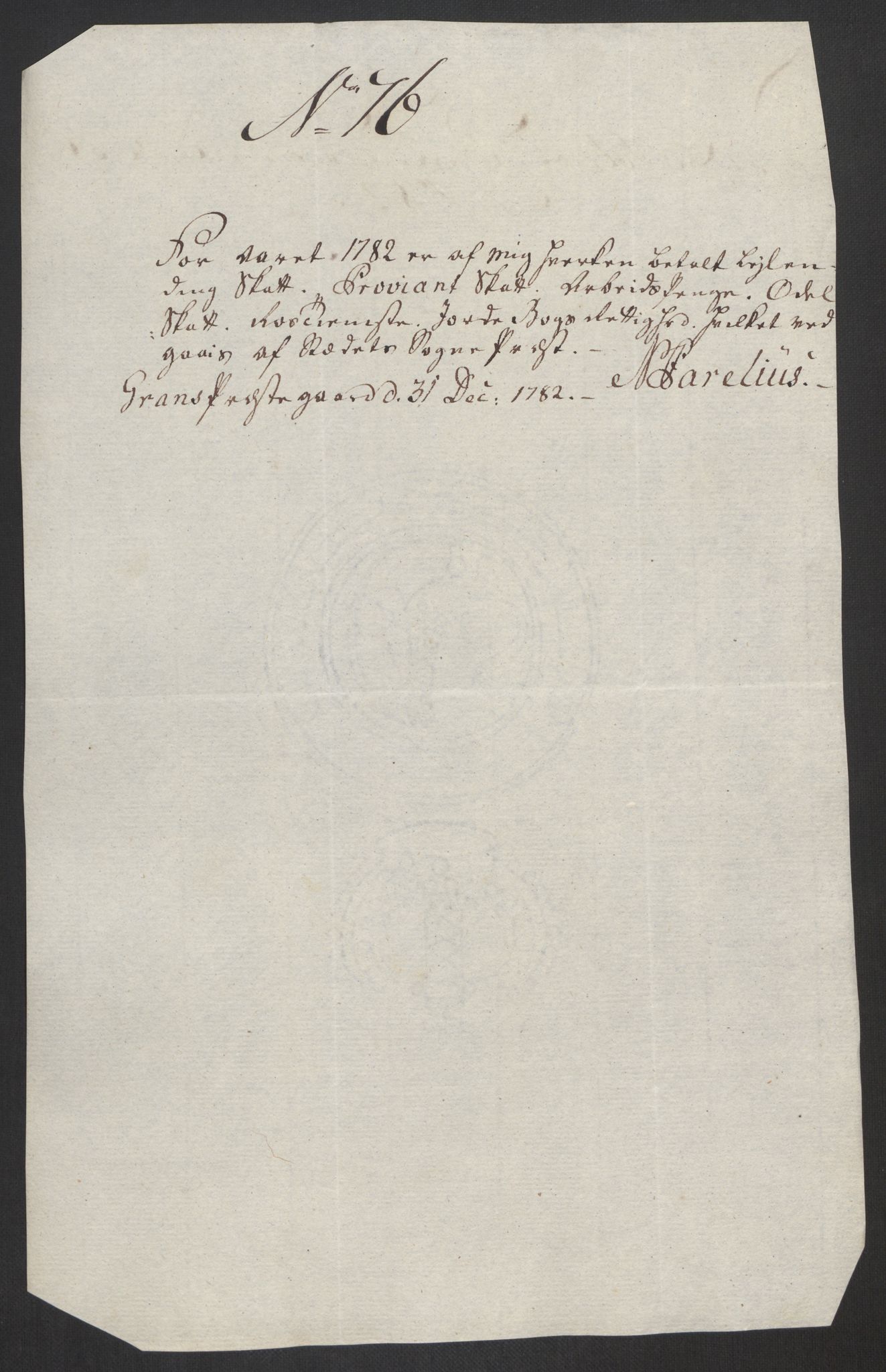 Rentekammeret inntil 1814, Reviderte regnskaper, Fogderegnskap, AV/RA-EA-4092/R19/L1369: Fogderegnskap Toten, Hadeland og Vardal, 1782, p. 261