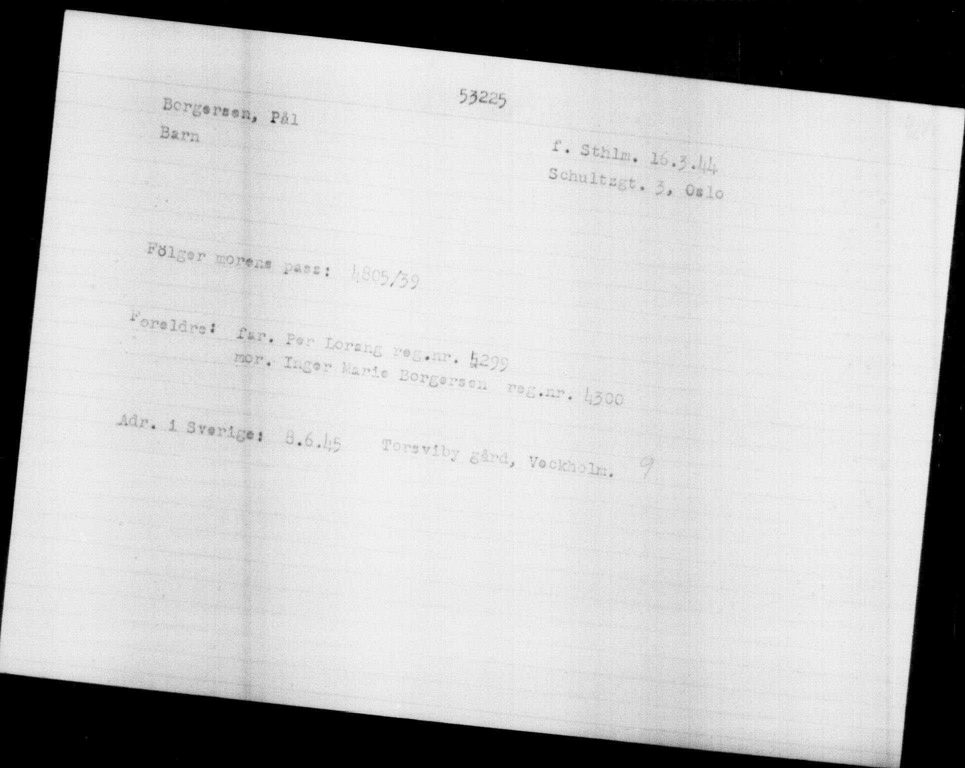 Utenriksstasjonene, Legasjonen i Stockholm, Flyktningkontoret, AV/RA-S-6753/V/Va/L0019: Kjesäterkartoteket, flyktninger med registreringsnr. 49600-55060, 1940-1945, p. 2687