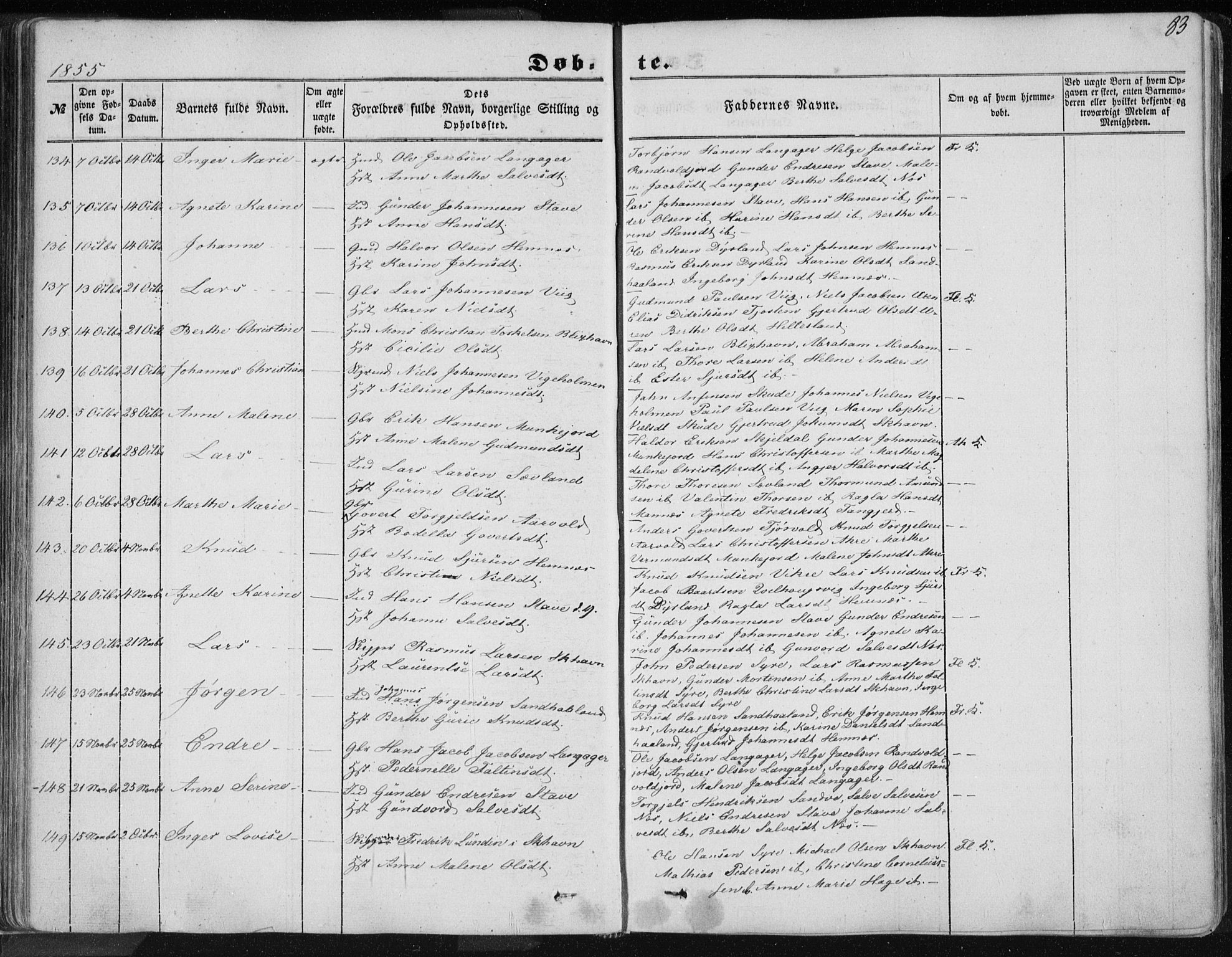 Skudenes sokneprestkontor, AV/SAST-A -101849/H/Ha/Haa/L0004: Parish register (official) no. A 3.1, 1847-1863, p. 83