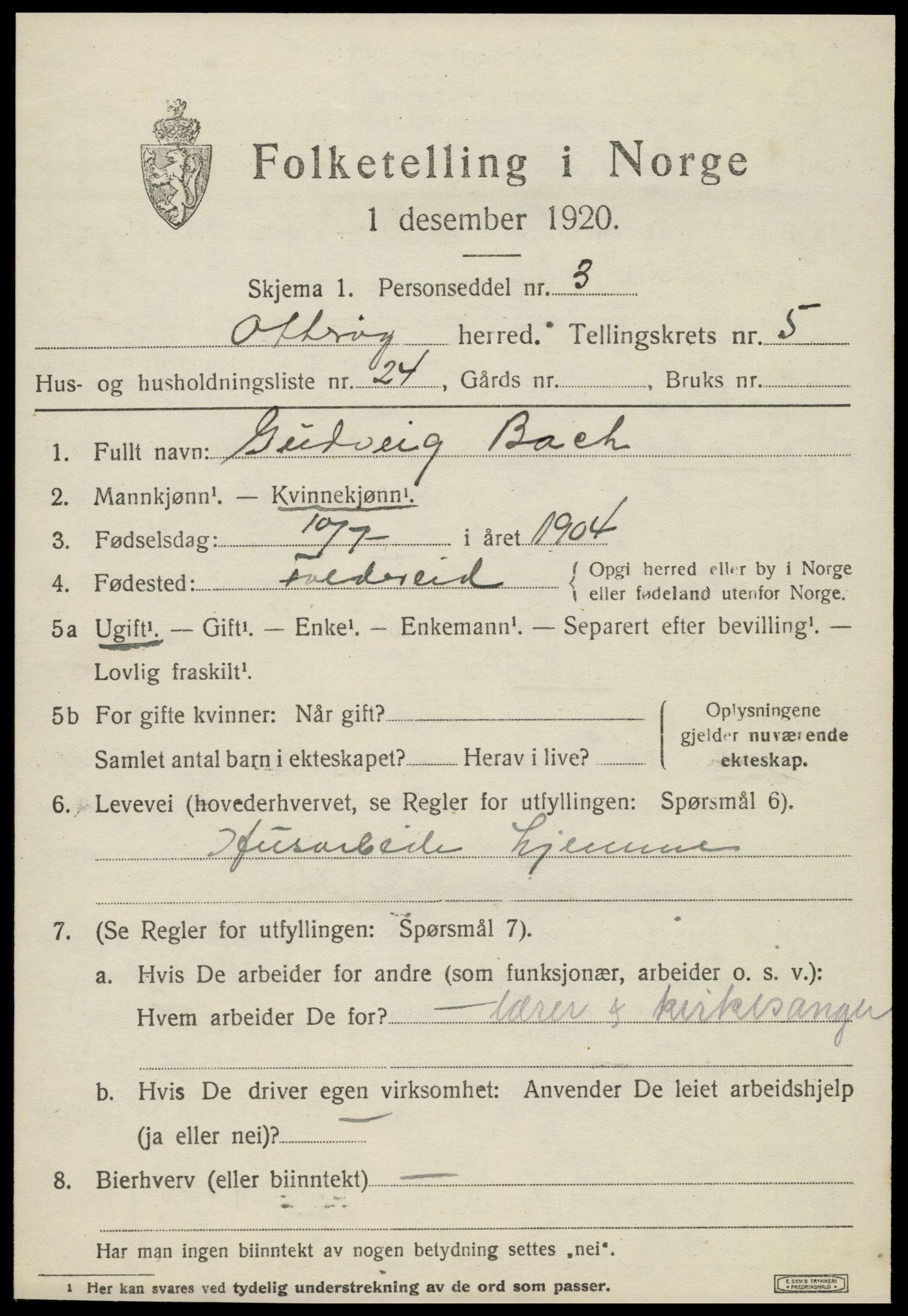 SAT, 1920 census for Otterøy, 1920, p. 2235