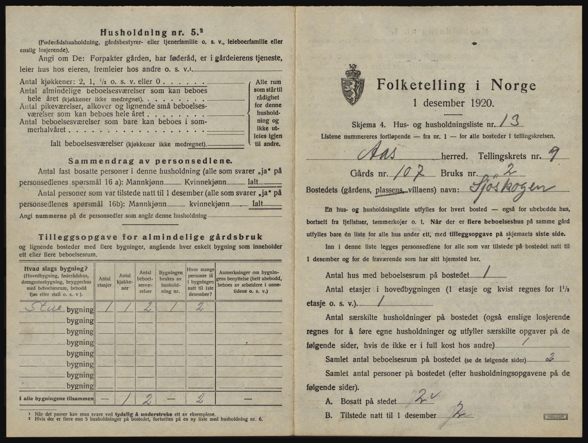 SAO, 1920 census for Ås, 1920, p. 1112