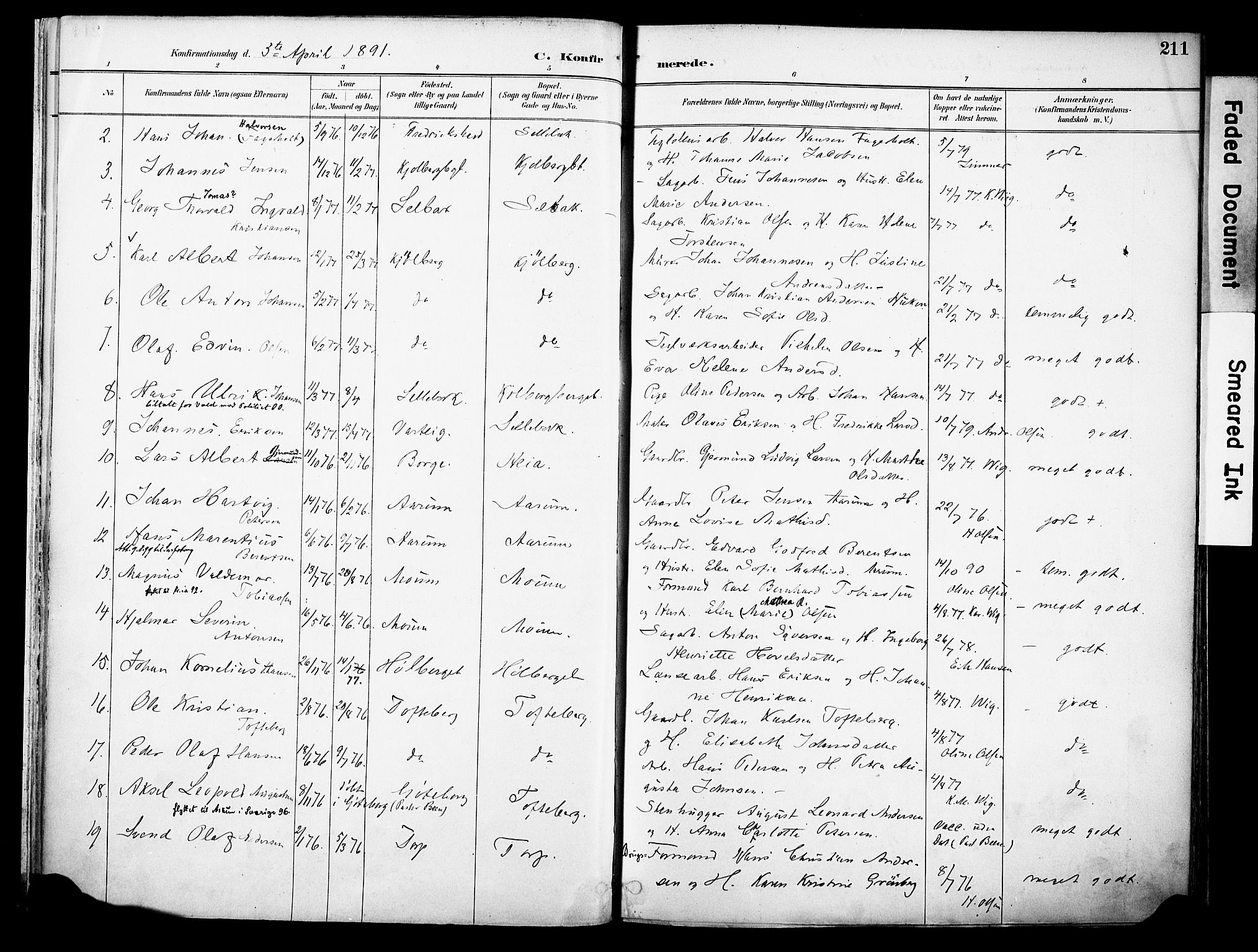 Borge prestekontor Kirkebøker, AV/SAO-A-10903/F/Fa/L0008: Parish register (official) no. I 8B, 1887-1902, p. 211