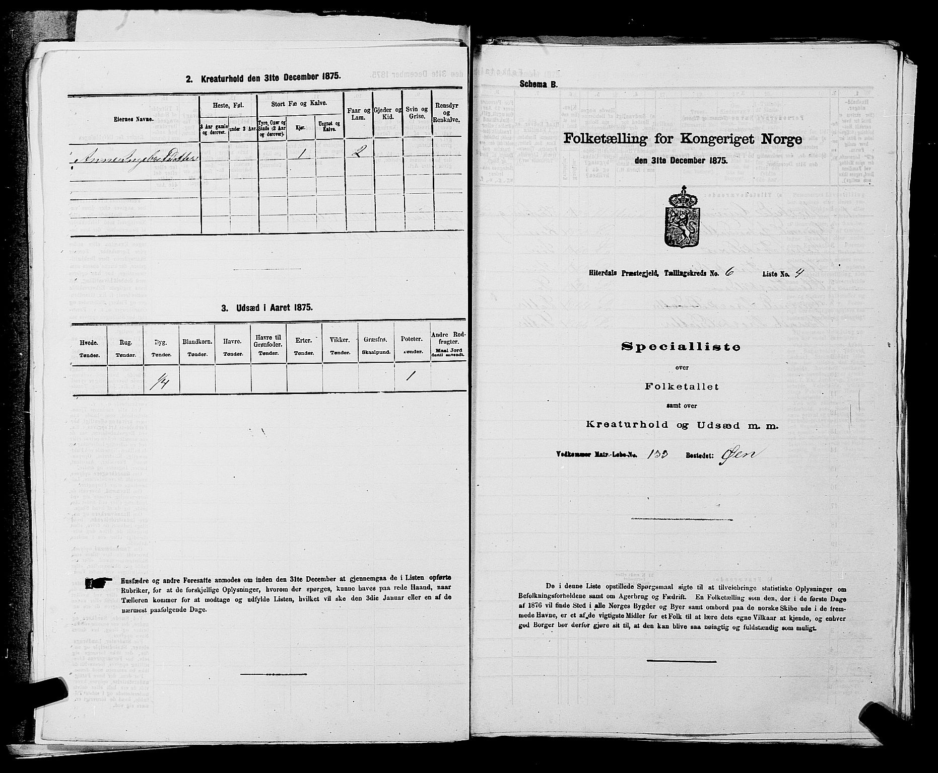 SAKO, 1875 census for 0823P Heddal, 1875, p. 833