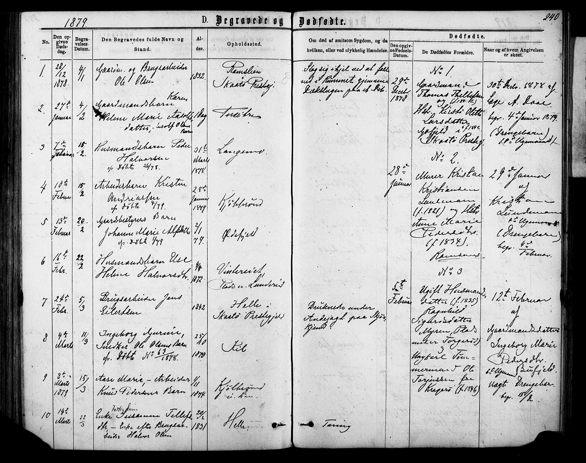 Sannidal kirkebøker, AV/SAKO-A-296/F/Fa/L0014: Parish register (official) no. 14, 1874-1883, p. 240