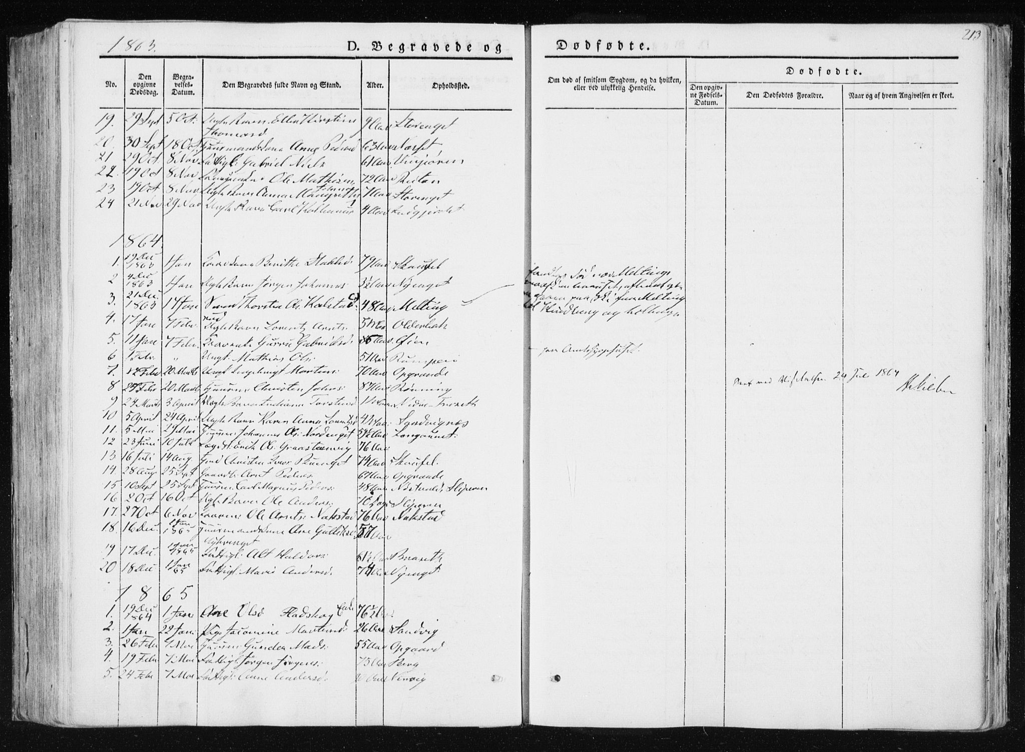 Ministerialprotokoller, klokkerbøker og fødselsregistre - Nord-Trøndelag, SAT/A-1458/733/L0323: Parish register (official) no. 733A02, 1843-1870, p. 213