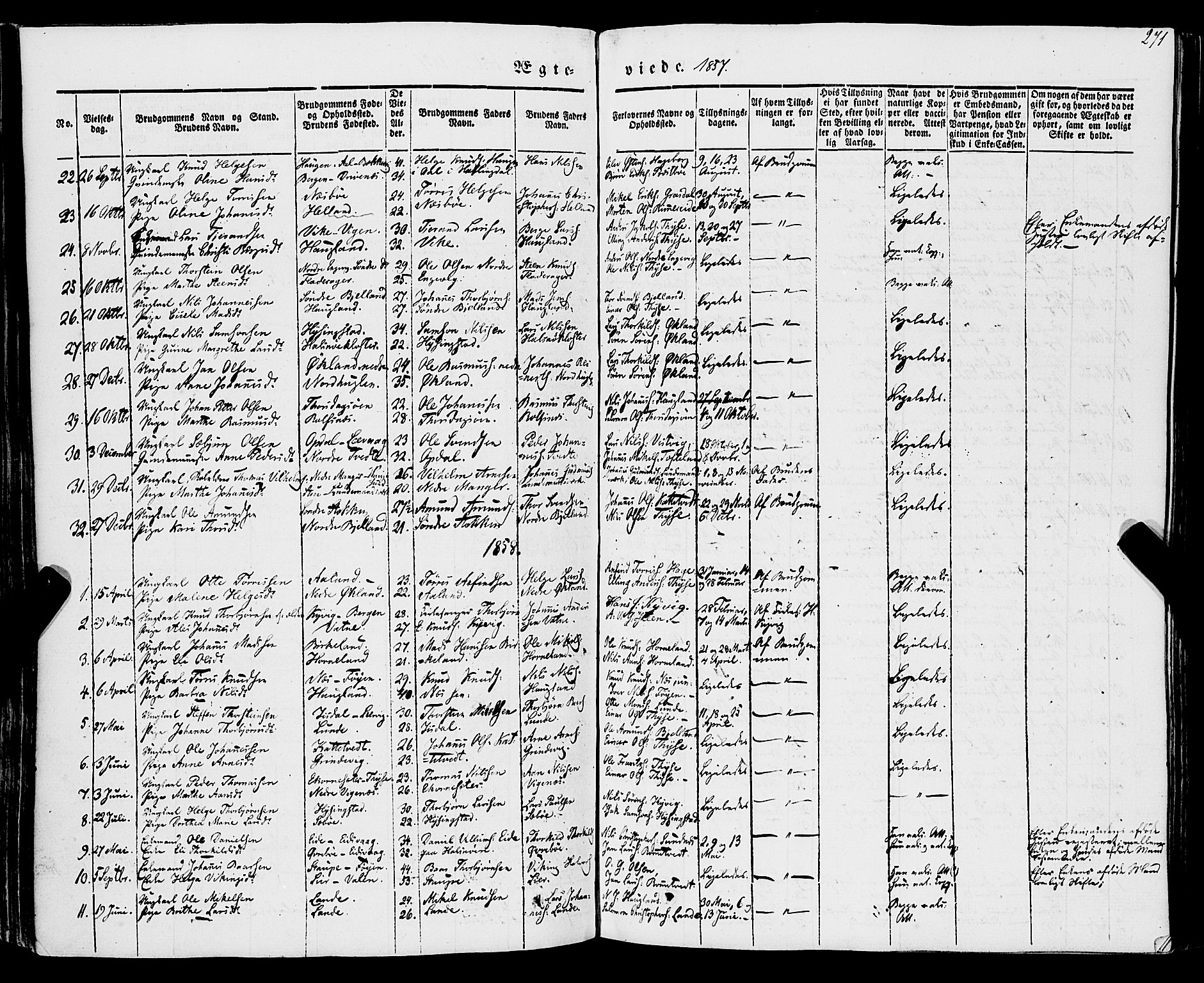 Stord sokneprestembete, AV/SAB-A-78201/H/Haa: Parish register (official) no. A 7, 1841-1861, p. 271