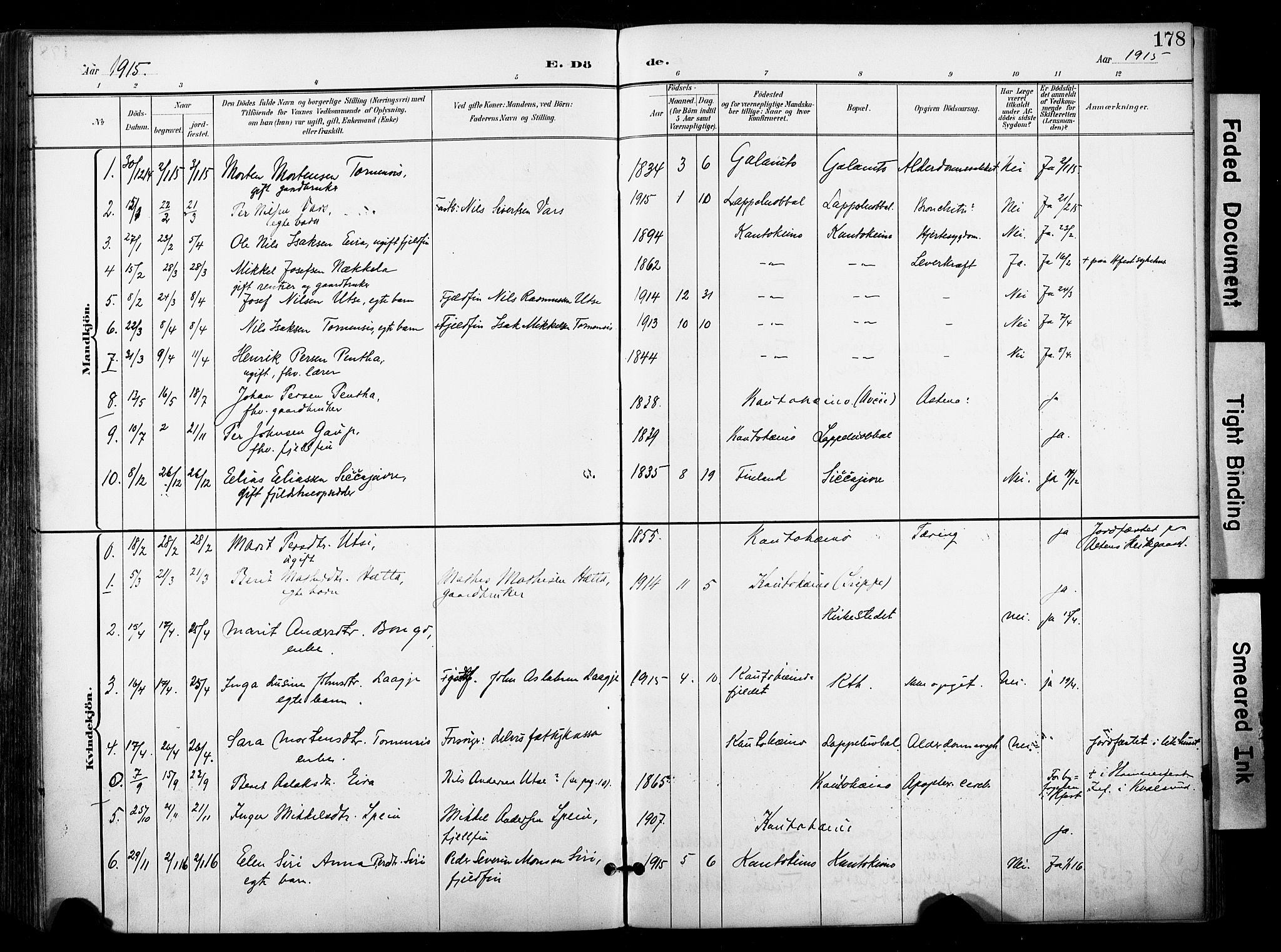 Kautokeino sokneprestembete, AV/SATØ-S-1340/H/Ha/L0005.kirke: Parish register (official) no. 5, 1896-1916, p. 178