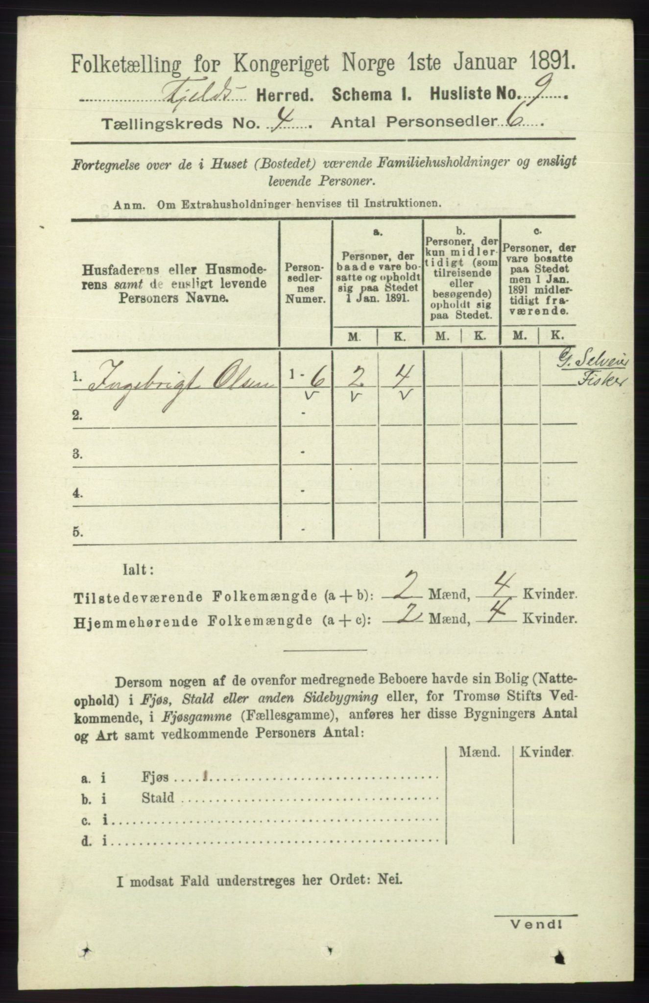 RA, 1891 census for 1246 Fjell, 1891, p. 1962