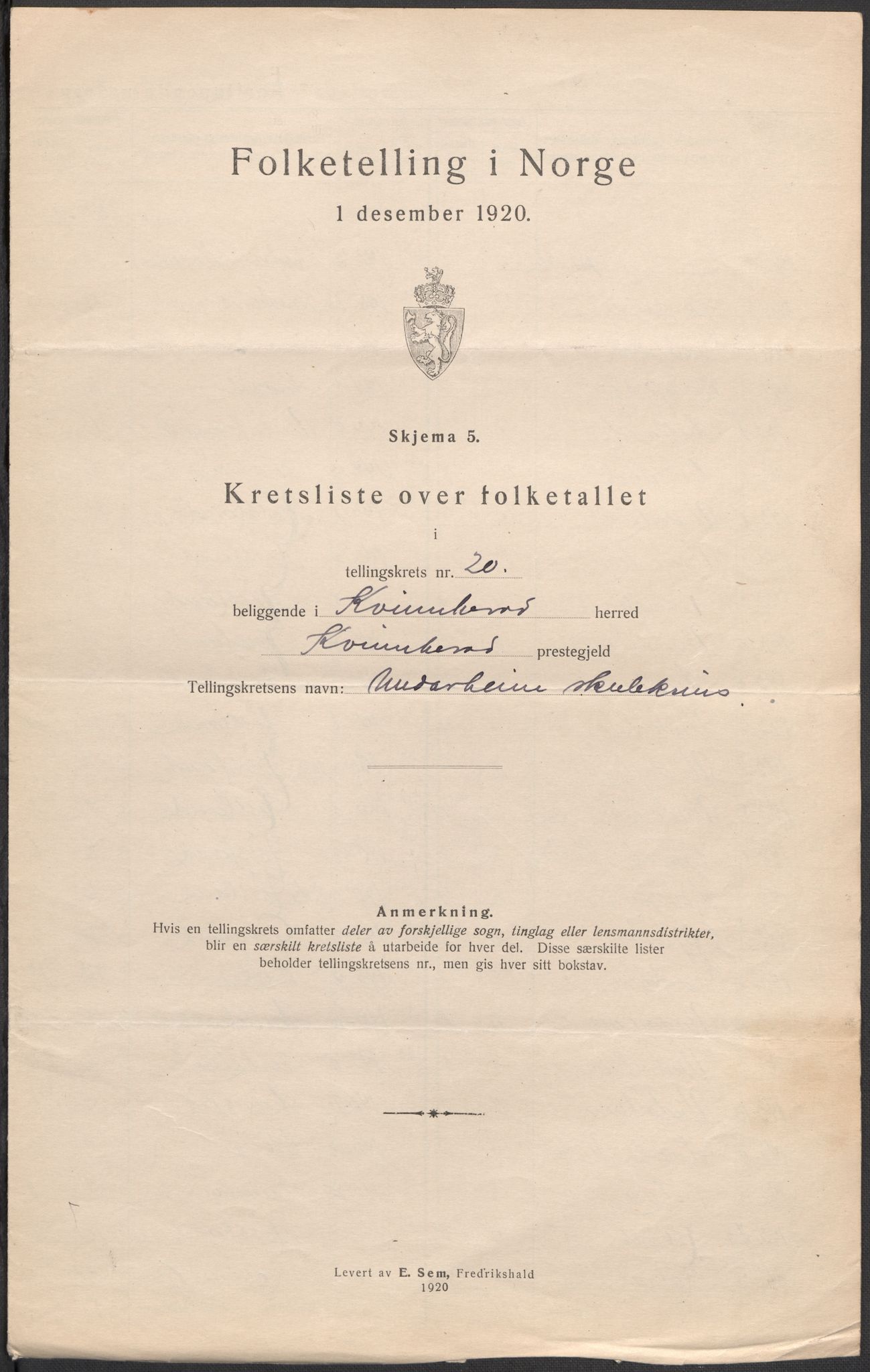 SAB, 1920 census for Kvinnherad, 1920, p. 64
