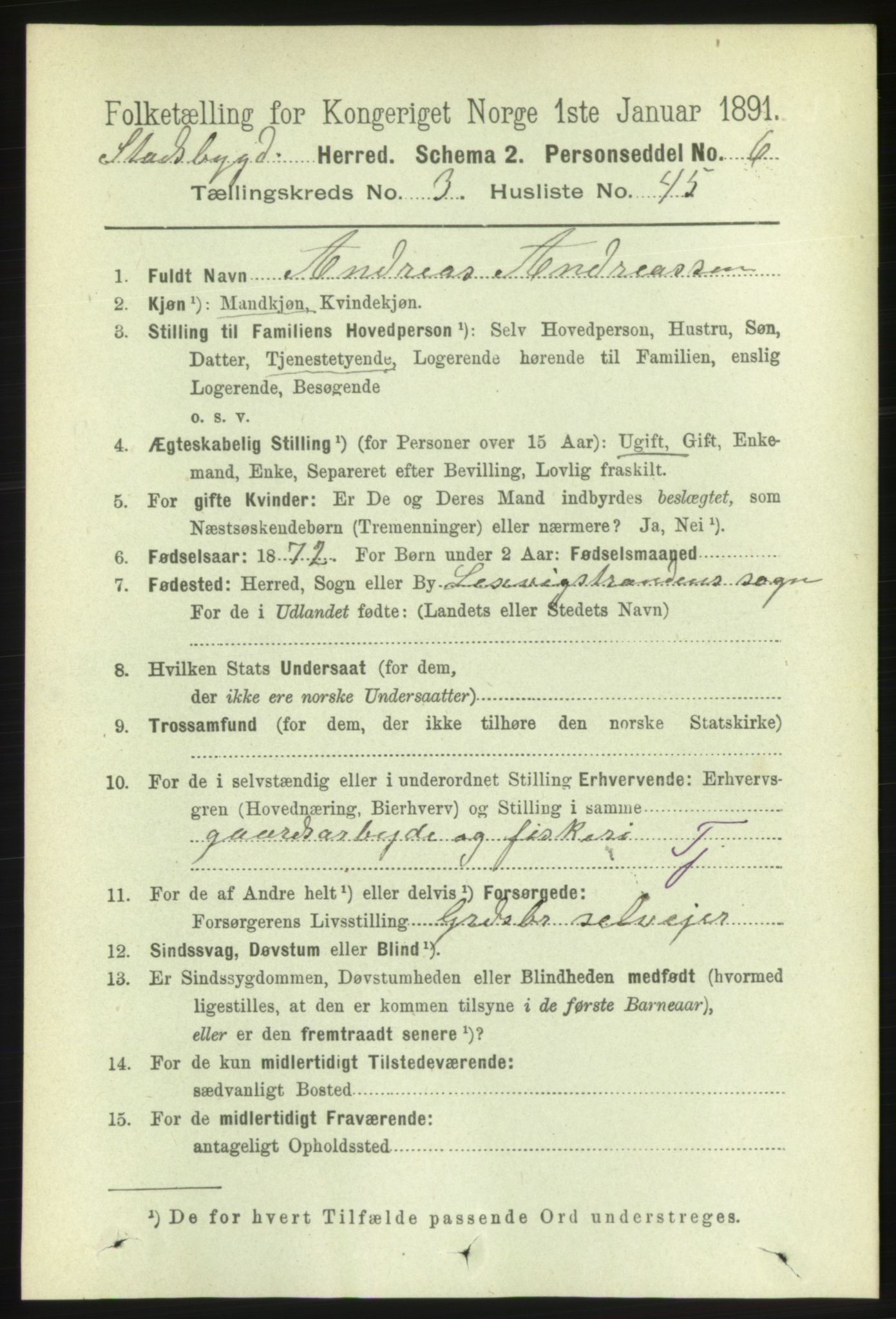 RA, 1891 census for 1625 Stadsbygd, 1891, p. 1644