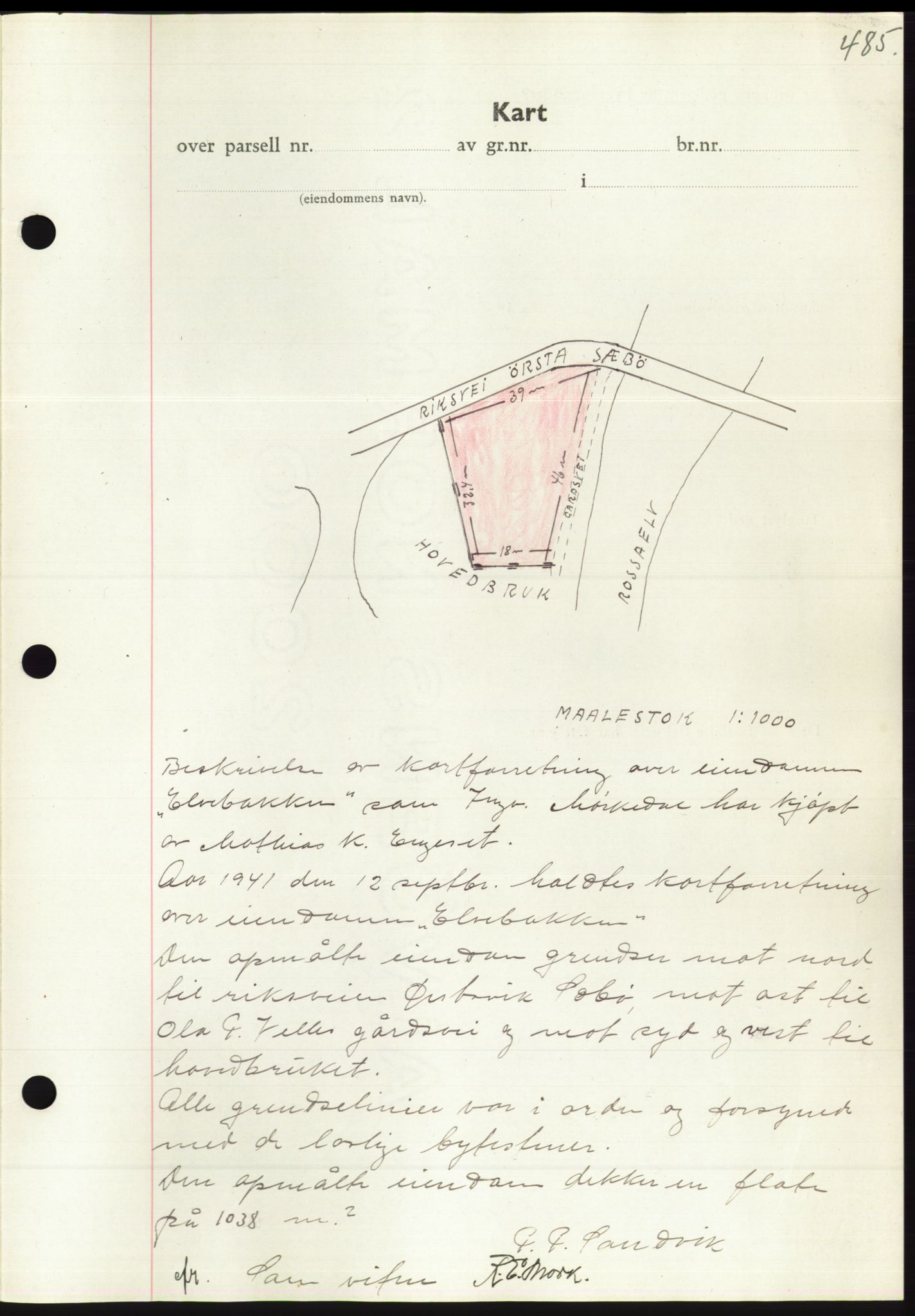 Søre Sunnmøre sorenskriveri, AV/SAT-A-4122/1/2/2C/L0071: Mortgage book no. 65, 1941-1941, Diary no: : 990/1941