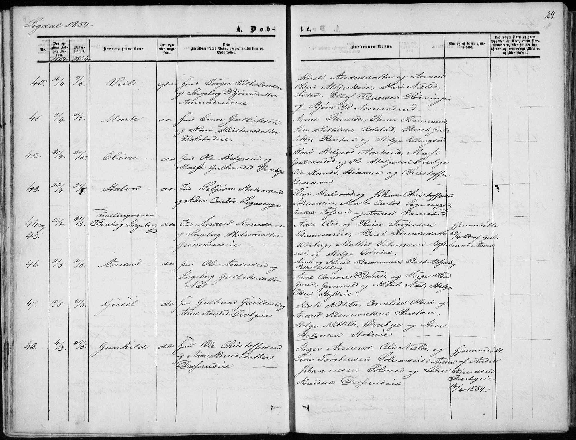 Sigdal kirkebøker, AV/SAKO-A-245/F/Fa/L0008: Parish register (official) no. I 8, 1850-1859, p. 29