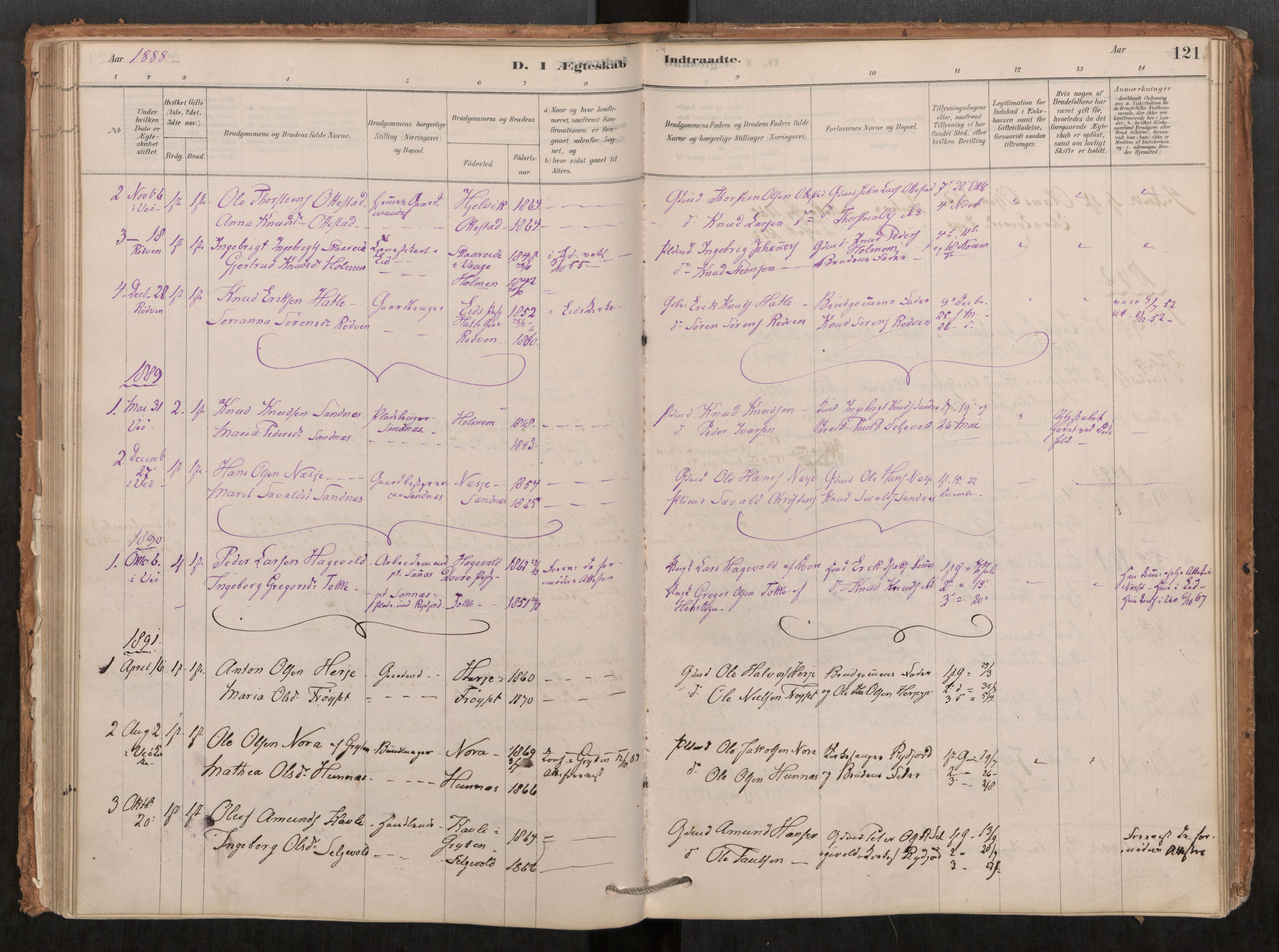 Ministerialprotokoller, klokkerbøker og fødselsregistre - Møre og Romsdal, AV/SAT-A-1454/548/L0615: Parish register (official) no. 548A02, 1878-1906, p. 121