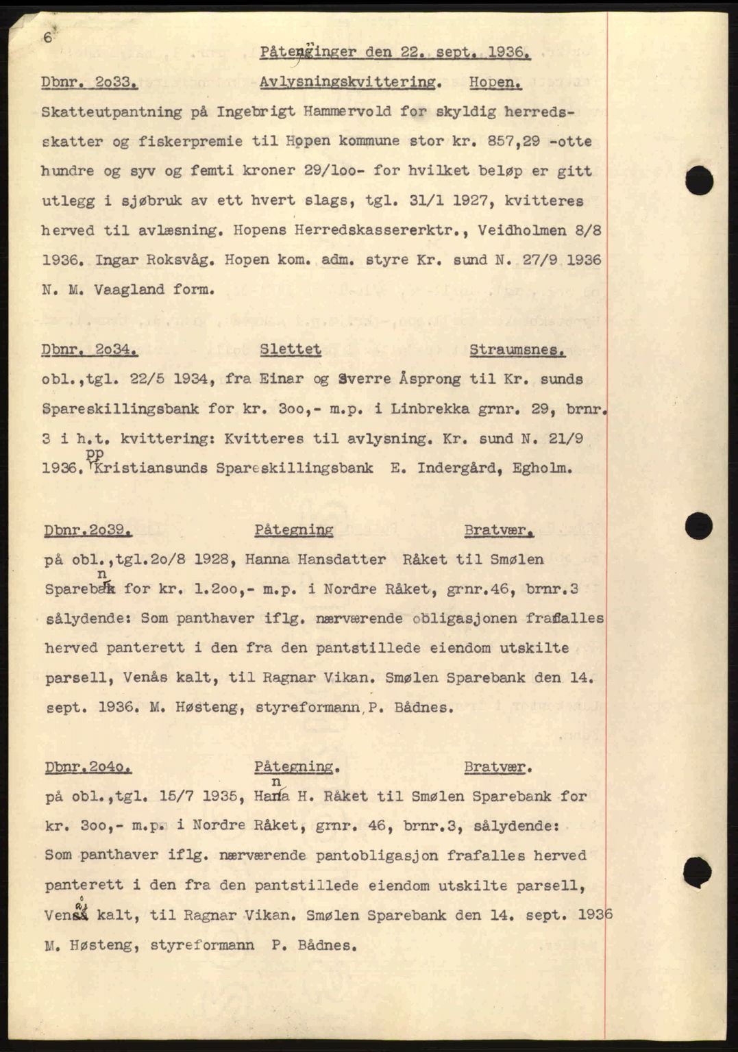 Nordmøre sorenskriveri, AV/SAT-A-4132/1/2/2Ca: Mortgage book no. C80, 1936-1939, Diary no: : 2033/1936