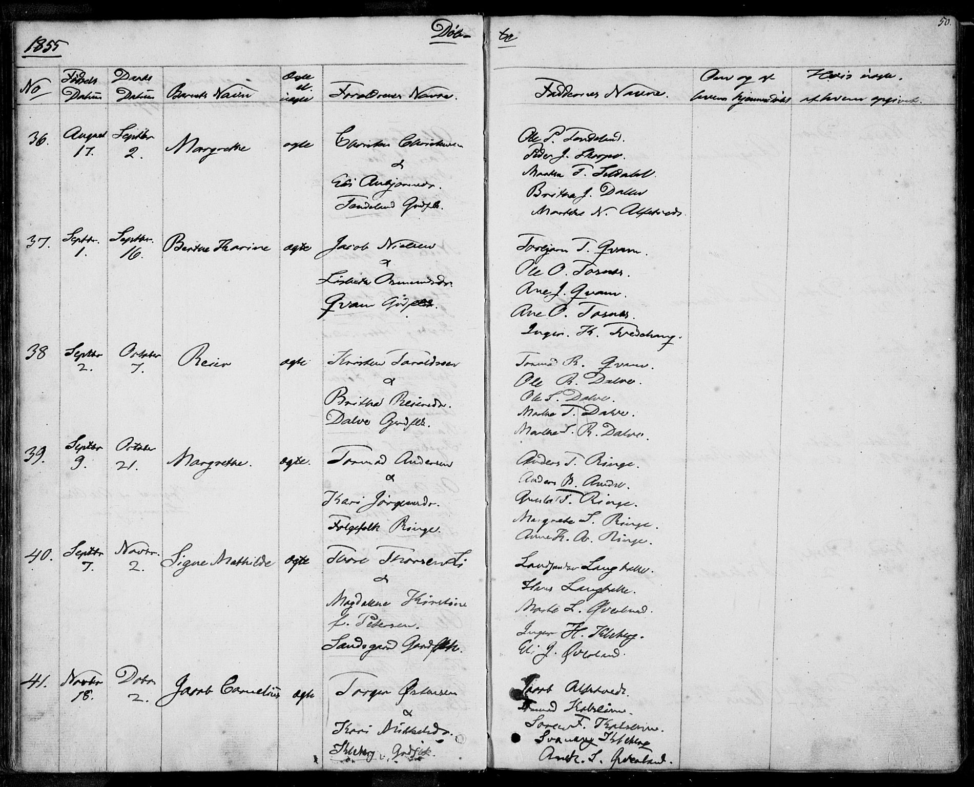 Nedstrand sokneprestkontor, SAST/A-101841/01/IV: Parish register (official) no. A 8, 1839-1860, p. 50