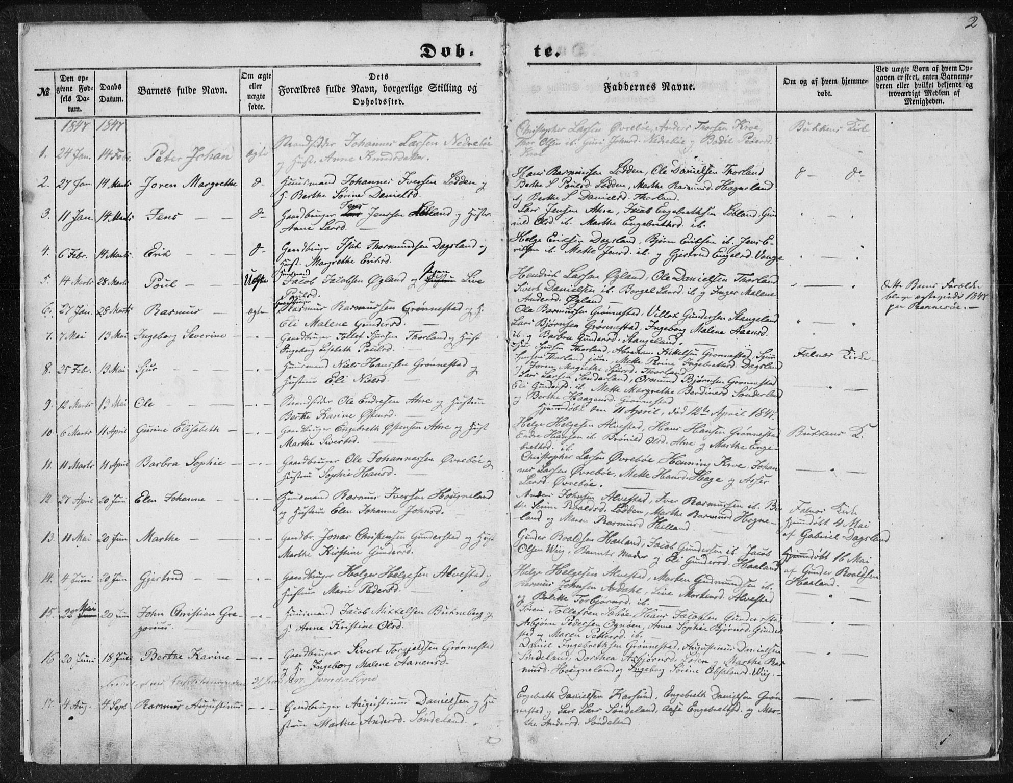 Tysvær sokneprestkontor, SAST/A -101864/H/Ha/Haa/L0002: Parish register (official) no. A 2, 1847-1856, p. 2