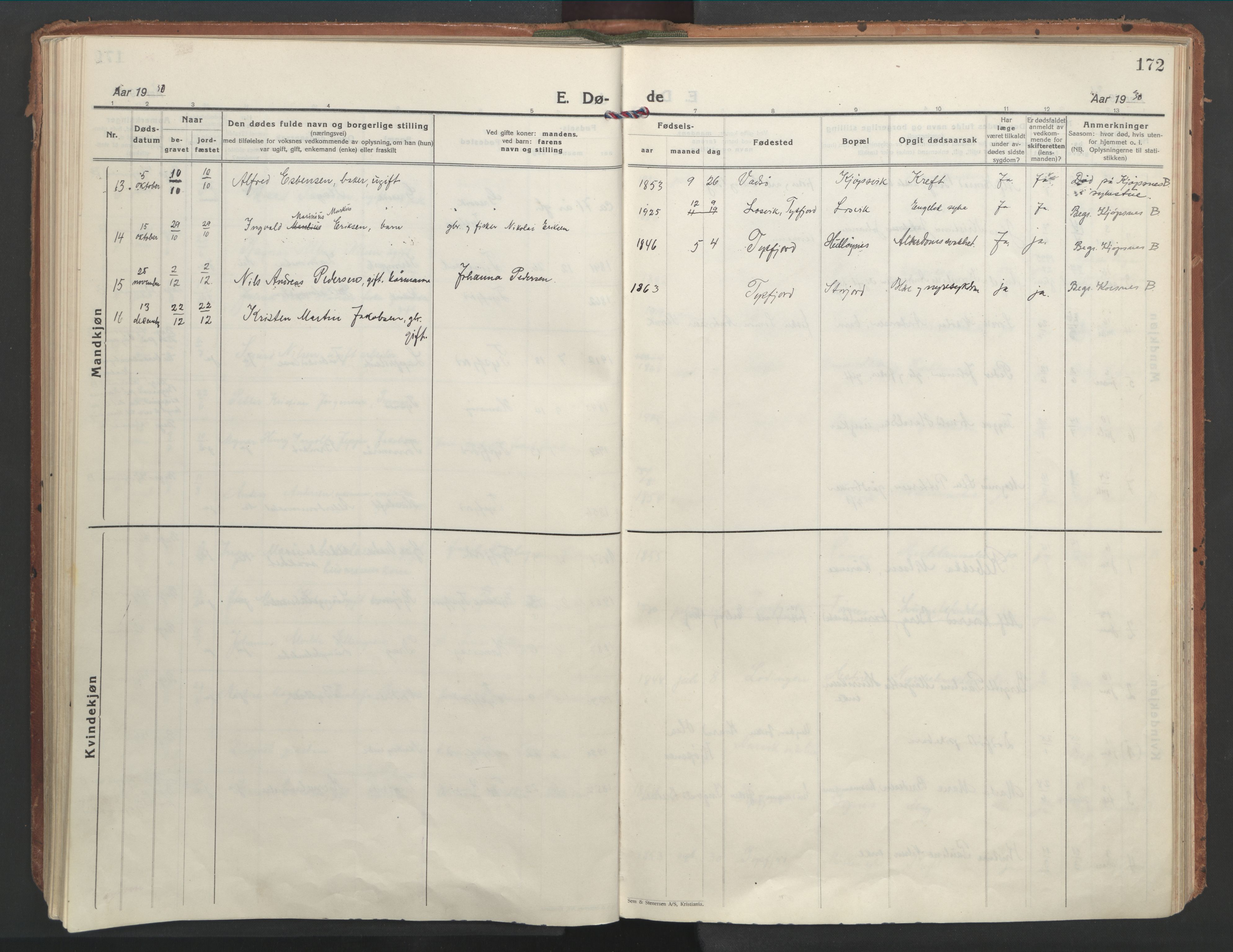 Ministerialprotokoller, klokkerbøker og fødselsregistre - Nordland, AV/SAT-A-1459/861/L0873: Parish register (official) no. 861A08, 1923-1932, p. 172