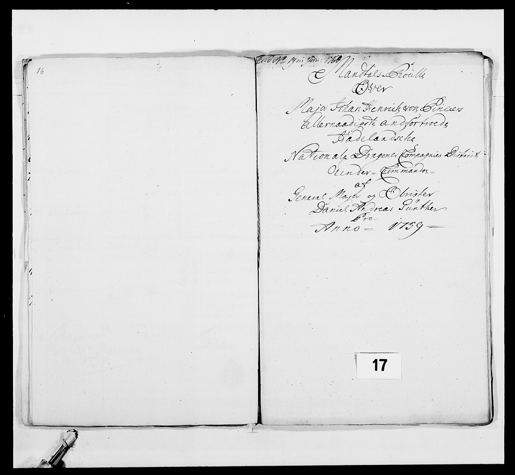 Kommanderende general (KG I) med Det norske krigsdirektorium, AV/RA-EA-5419/E/Ea/L0481: 4. Sønnafjelske dragonregiment, 1756-1765, p. 247
