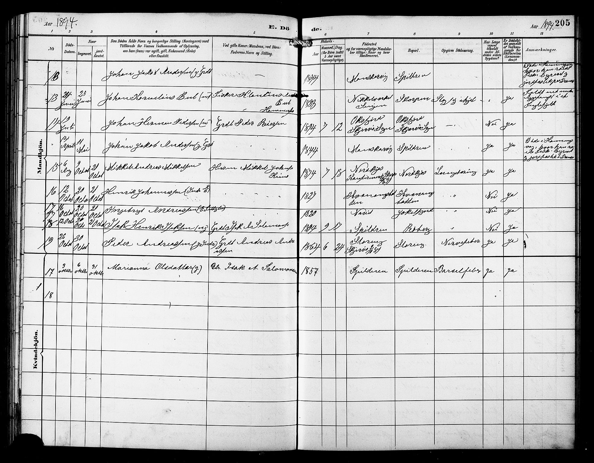 Skjervøy sokneprestkontor, SATØ/S-1300/H/Ha/Hab/L0016klokker: Parish register (copy) no. 16, 1891-1907, p. 205