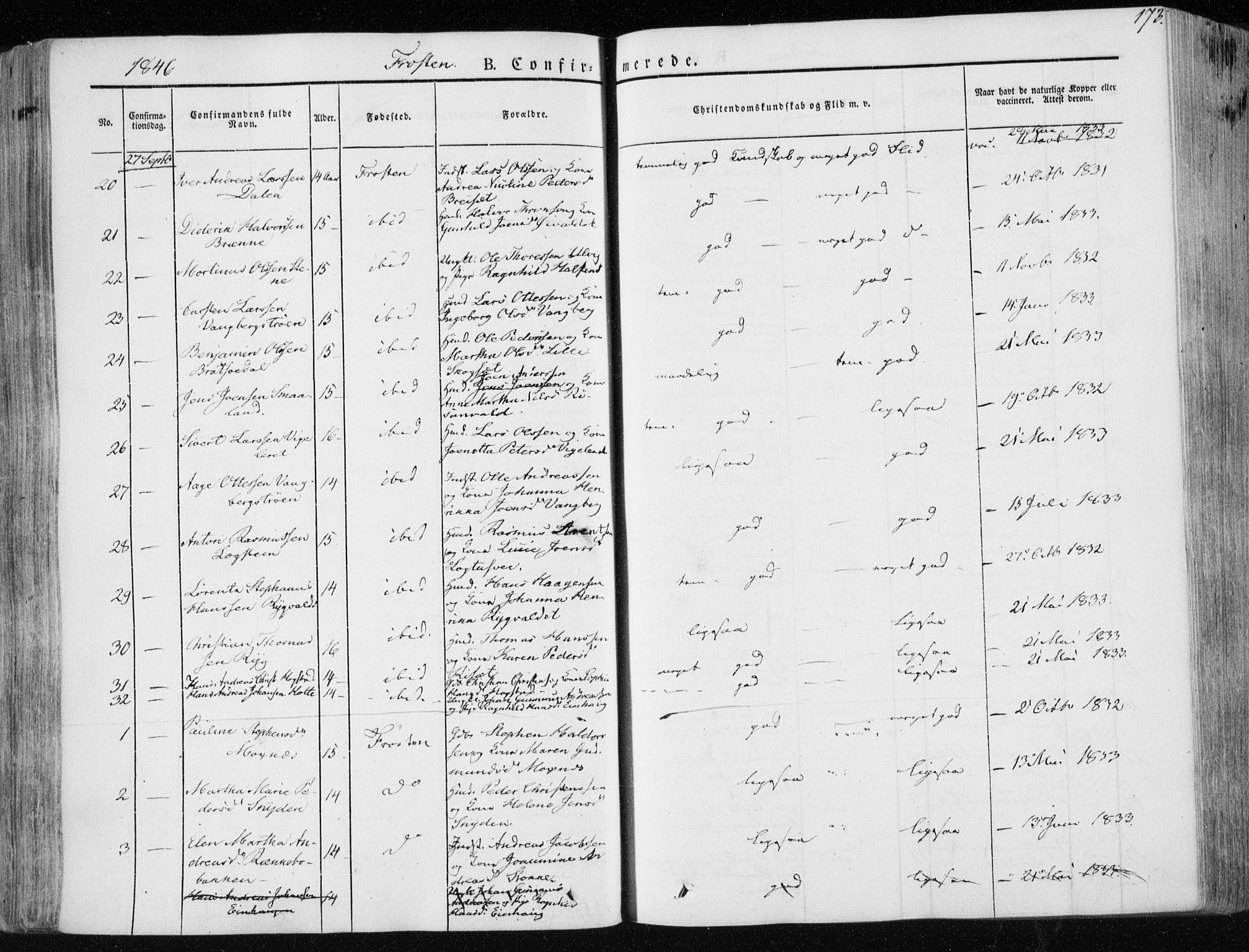 Ministerialprotokoller, klokkerbøker og fødselsregistre - Nord-Trøndelag, SAT/A-1458/713/L0115: Parish register (official) no. 713A06, 1838-1851, p. 173