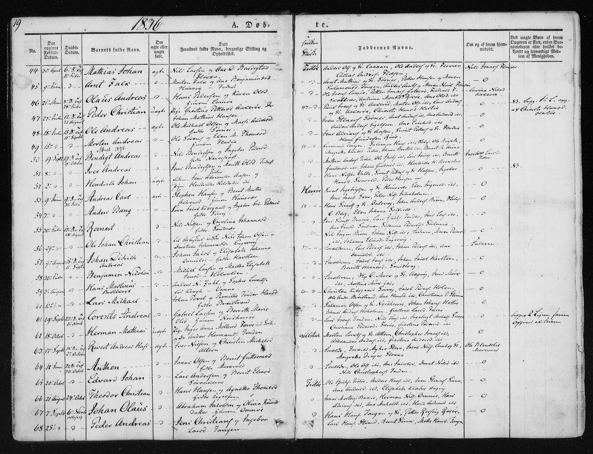 Ministerialprotokoller, klokkerbøker og fødselsregistre - Nordland, SAT/A-1459/830/L0446: Parish register (official) no. 830A10, 1831-1865, p. 19