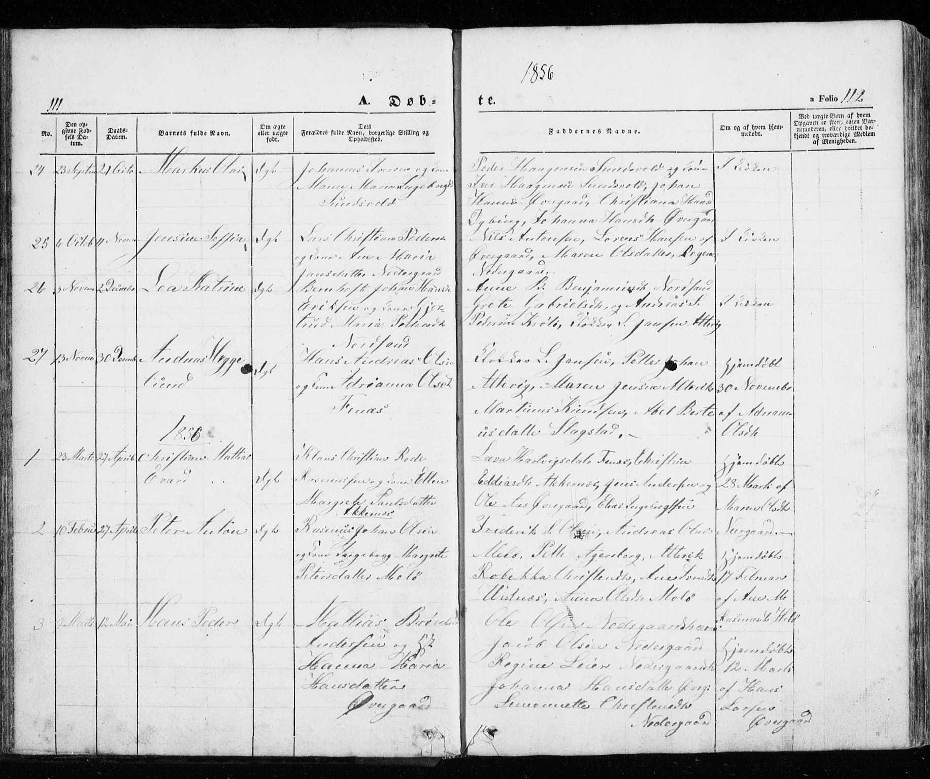 Trondenes sokneprestkontor, SATØ/S-1319/H/Ha/L0010kirke: Parish register (official) no. 10, 1840-1865, p. 111-112