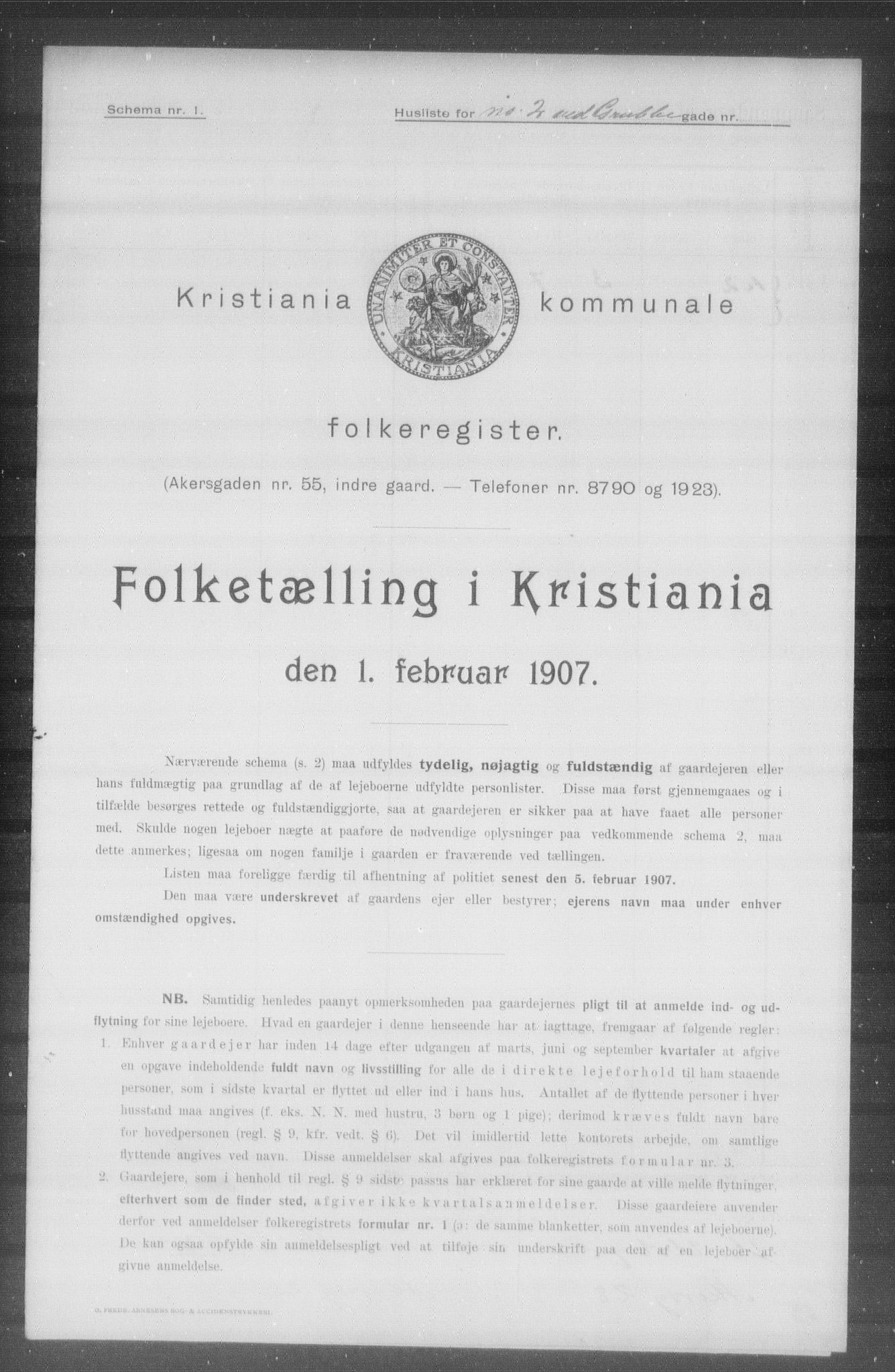 OBA, Municipal Census 1907 for Kristiania, 1907, p. 15345