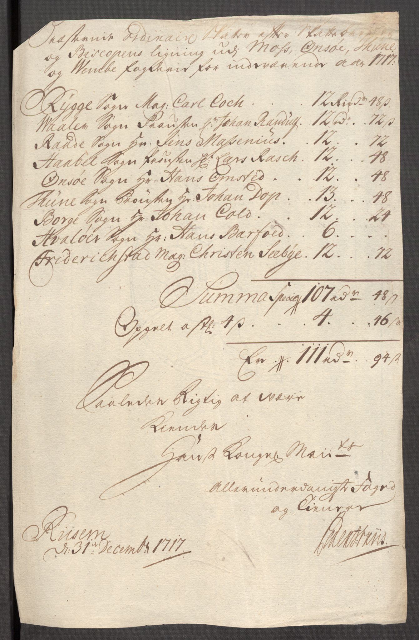 Rentekammeret inntil 1814, Reviderte regnskaper, Fogderegnskap, RA/EA-4092/R04/L0141: Fogderegnskap Moss, Onsøy, Tune, Veme og Åbygge, 1717, p. 48