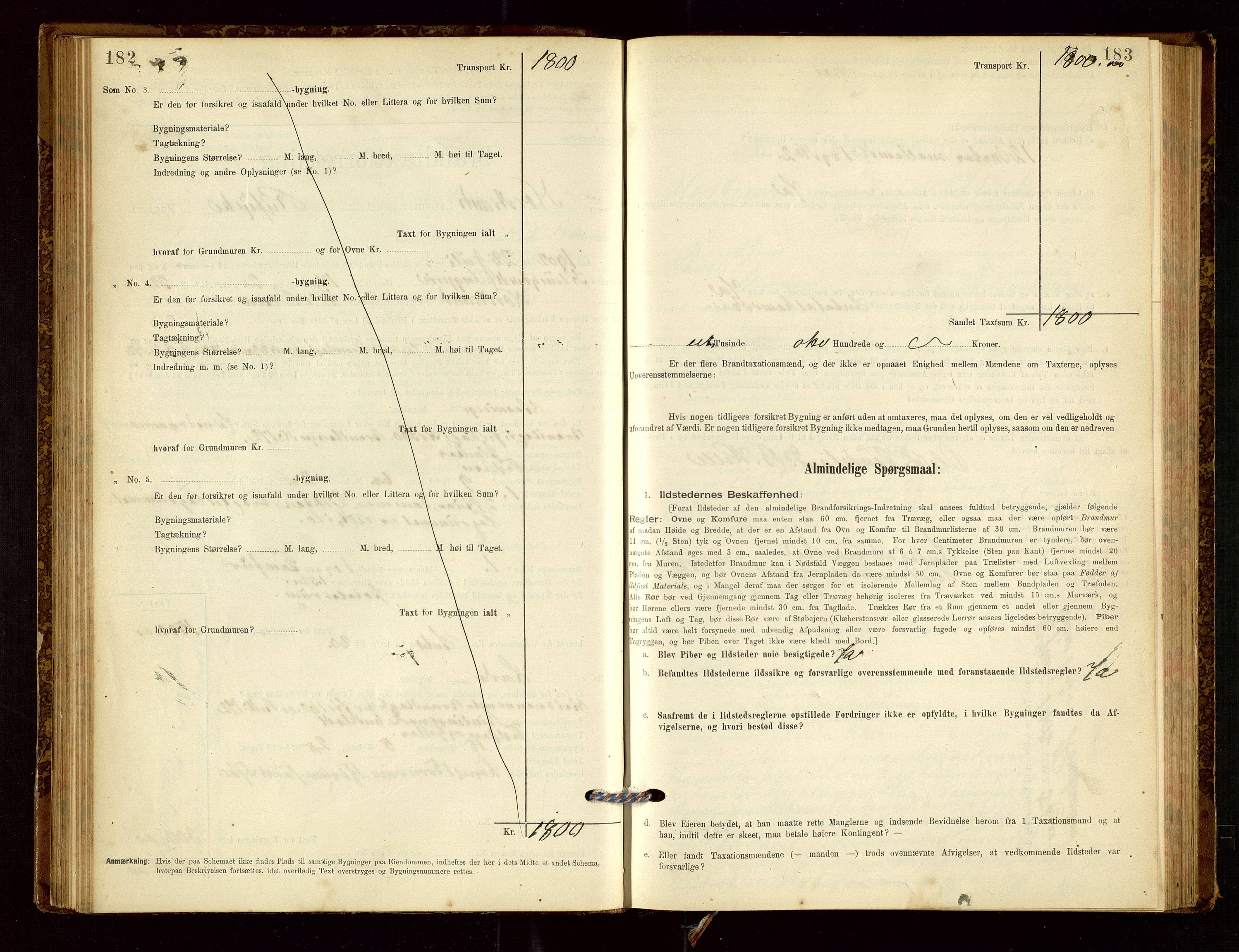 Nedstrand lensmannskontor, SAST/A-100236/Gob/L0001: "Brandtaxationsprotokol for Nerstrand Lensmandsdistrikt Ryfylke fogderi", 1895-1915, p. 182-183