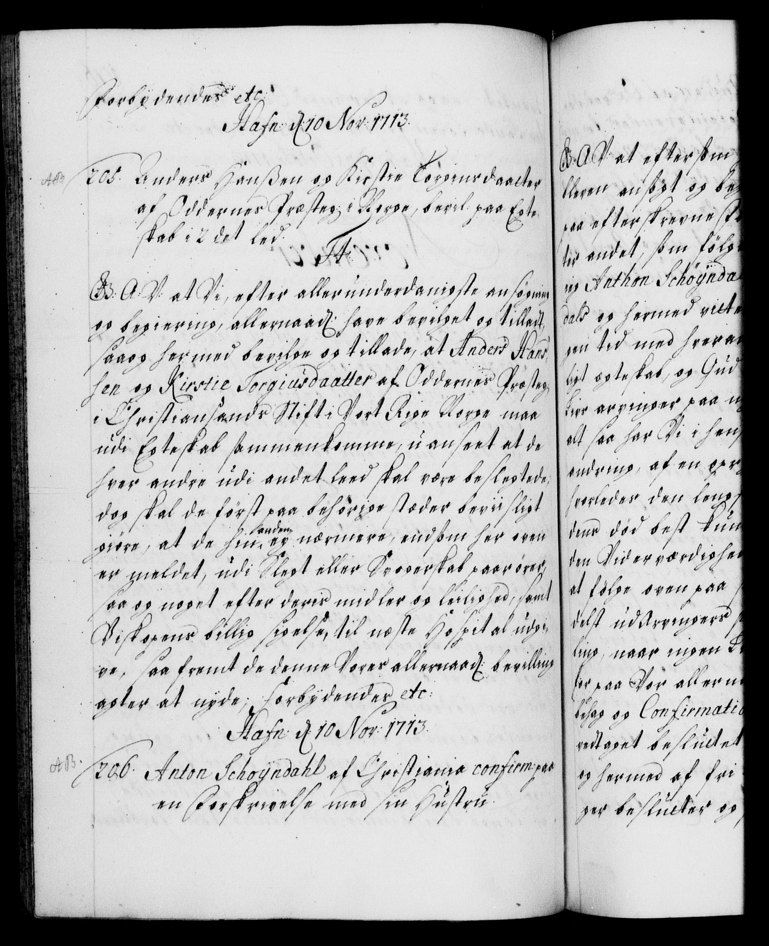 Danske Kanselli 1572-1799, AV/RA-EA-3023/F/Fc/Fca/Fcaa/L0021: Norske registre, 1712-1715, p. 176b