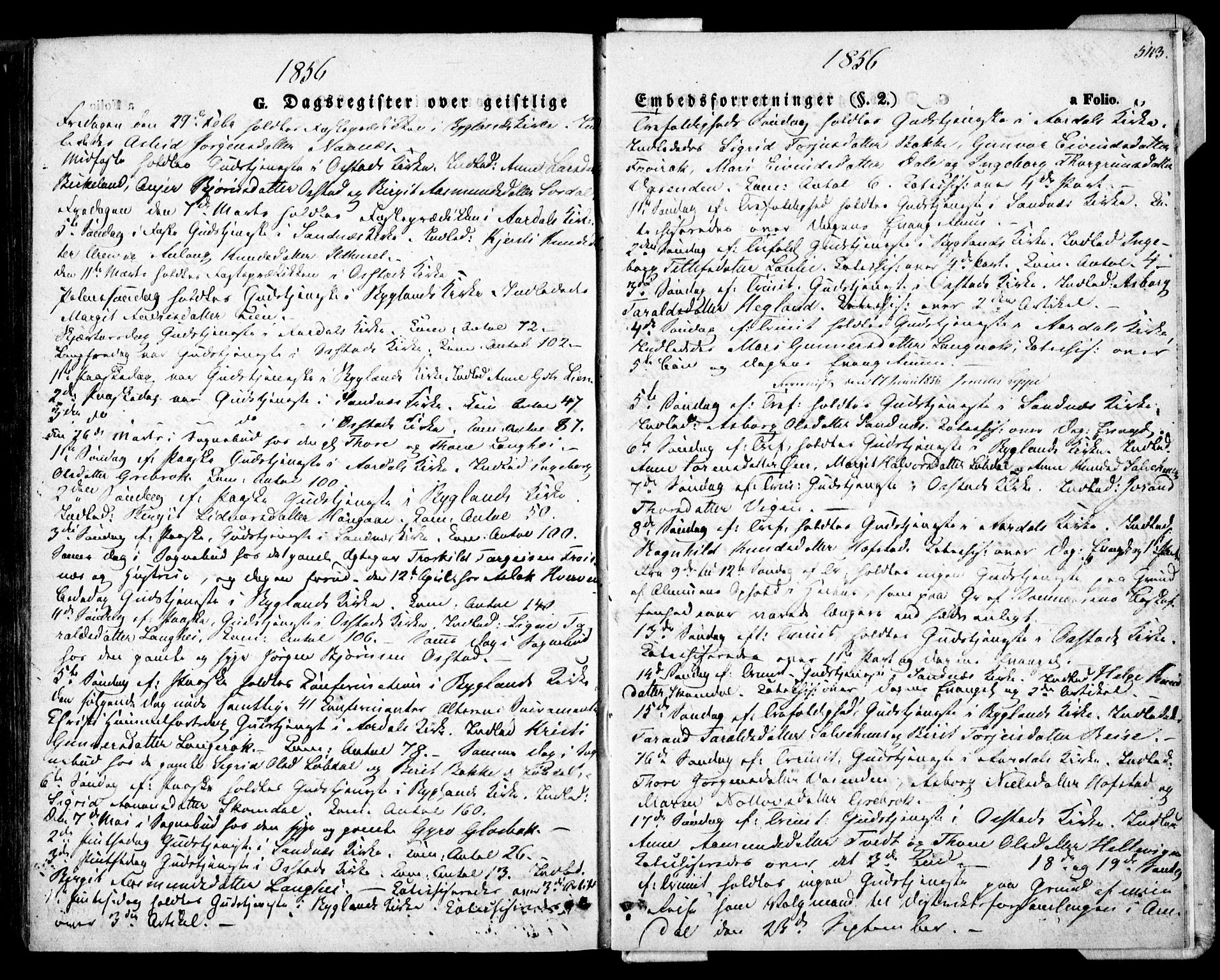 Bygland sokneprestkontor, AV/SAK-1111-0006/F/Fa/Fab/L0004: Parish register (official) no. A 4, 1842-1858, p. 543