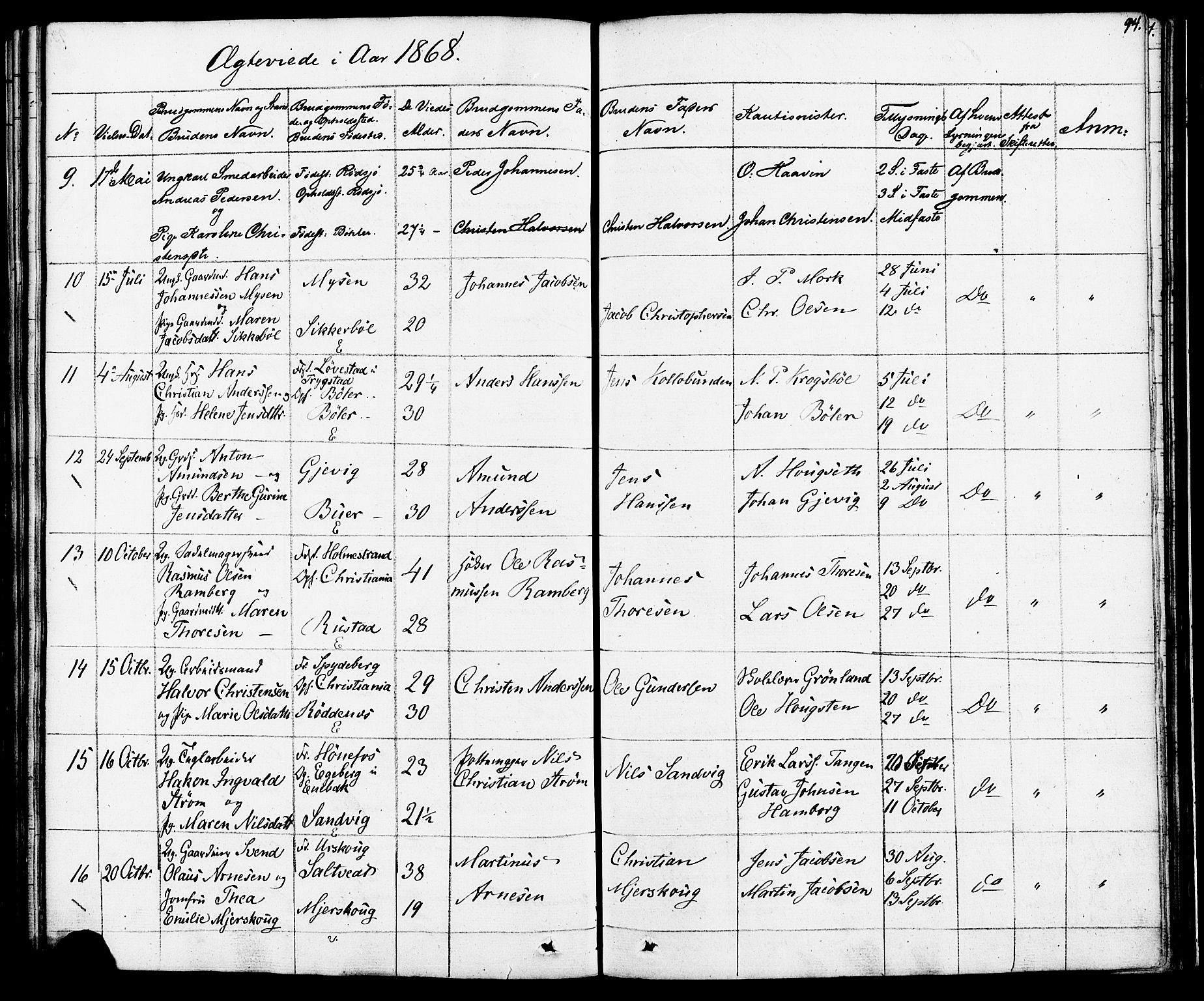 Enebakk prestekontor Kirkebøker, AV/SAO-A-10171c/F/Fa/L0012: Parish register (official) no. I 12, 1832-1882, p. 94